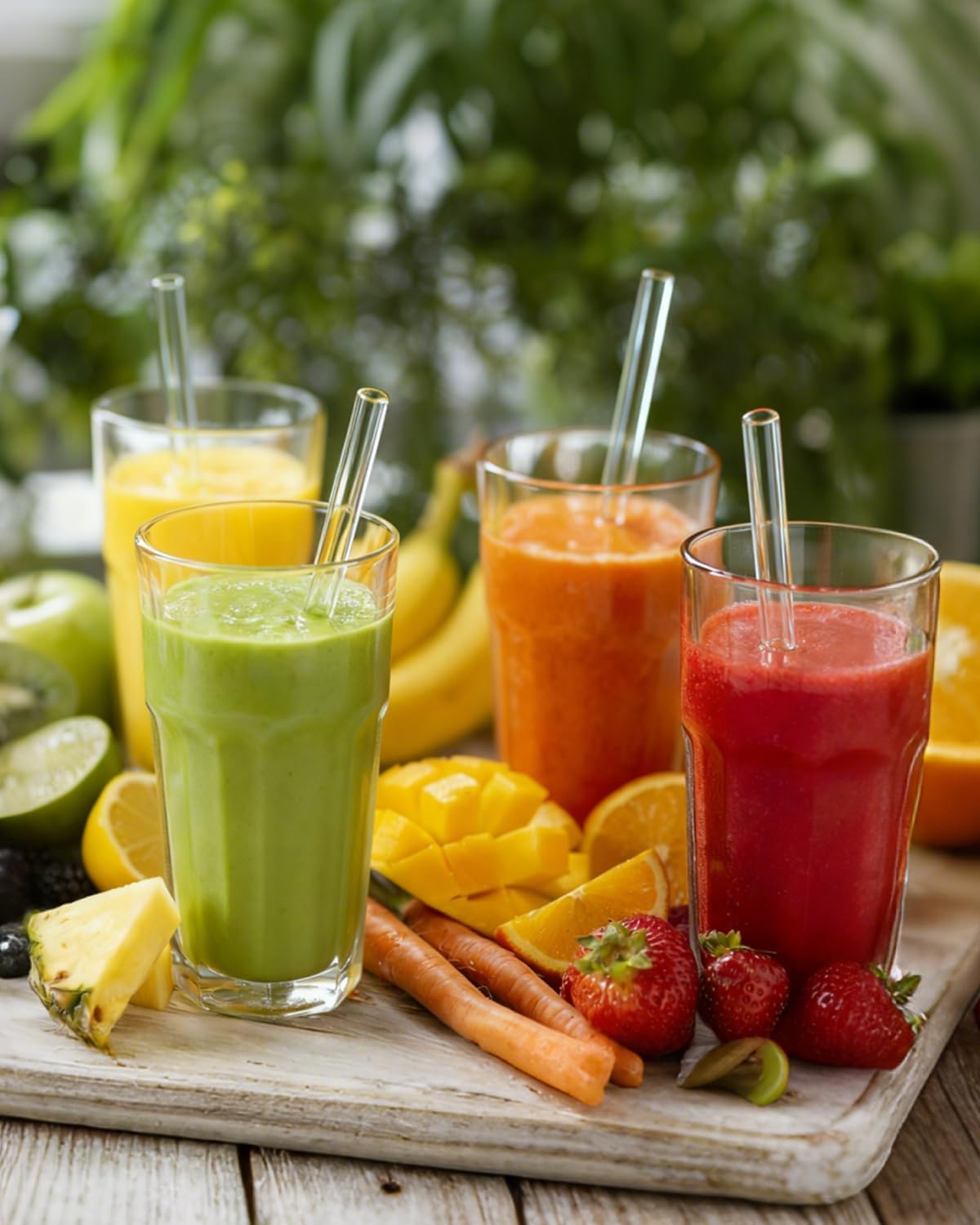 18-Pack Glass Straws, Reusable Clear Glass Drinking Straws Set, 8.5 Inch x 10mm - Includes 8 Straight and 6 Bent with 4 Straw Cleaner Brush, Perfect for Smoothies, Milkshakes, Juice, Tea