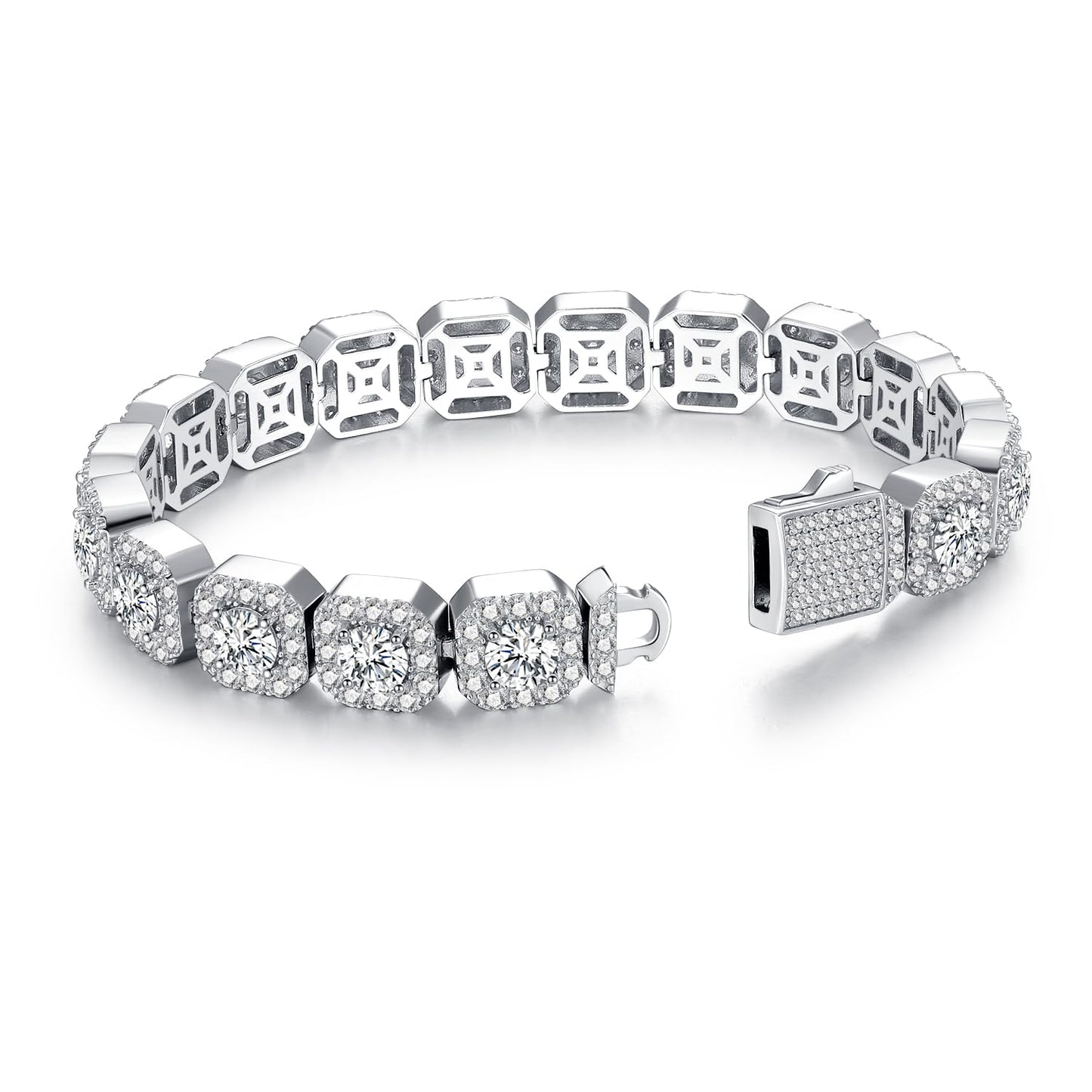 SugarTang Moissanite Tennis Bracelet for Men | 925 Sterling Silver Wedding Diamond Tennis Bracelets | Gold Plated Classic Lab Created Diamond Bracelets Chain for Father's Day (7inch)
