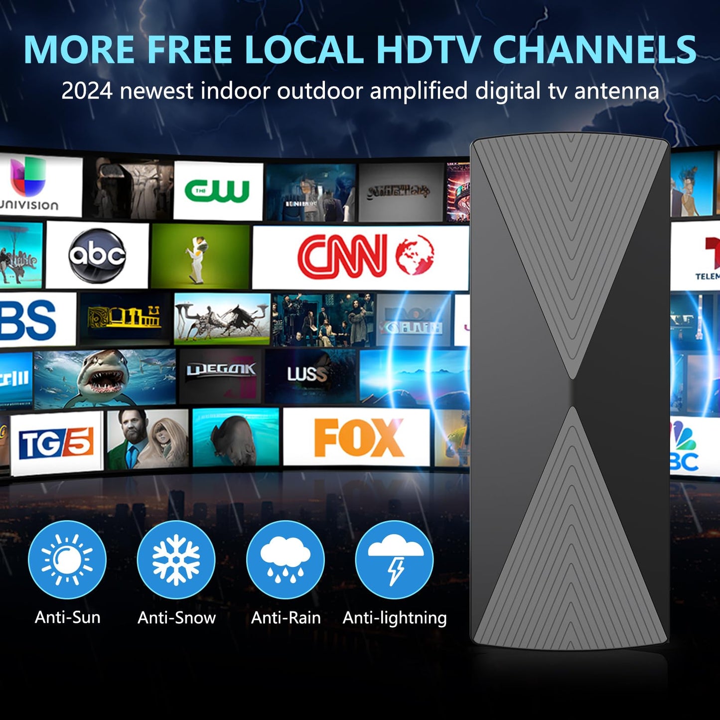 2025 TV Antenna,1200+ Miles Long Range TV Antenna, HD Digital TV Antenna Indoor with Signal Booster, Antenna for Smart TV and All Older TV's-Supports 4K 1080p -33ft Long Cables