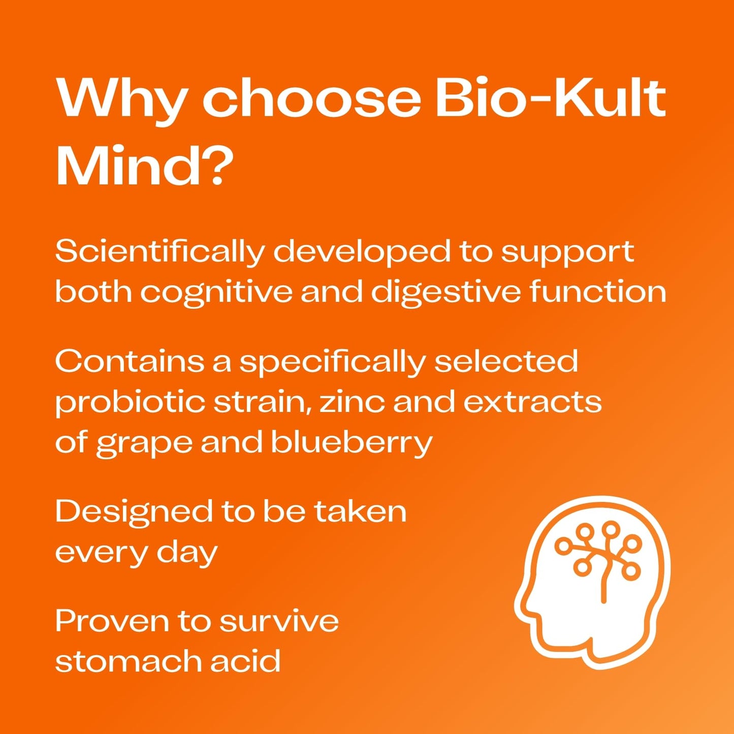 Bio-Kult Mind Probiotic Supplement for Cognitive Function with Added Grape and Blueberry Extracts and Zinc – 60 Capsules