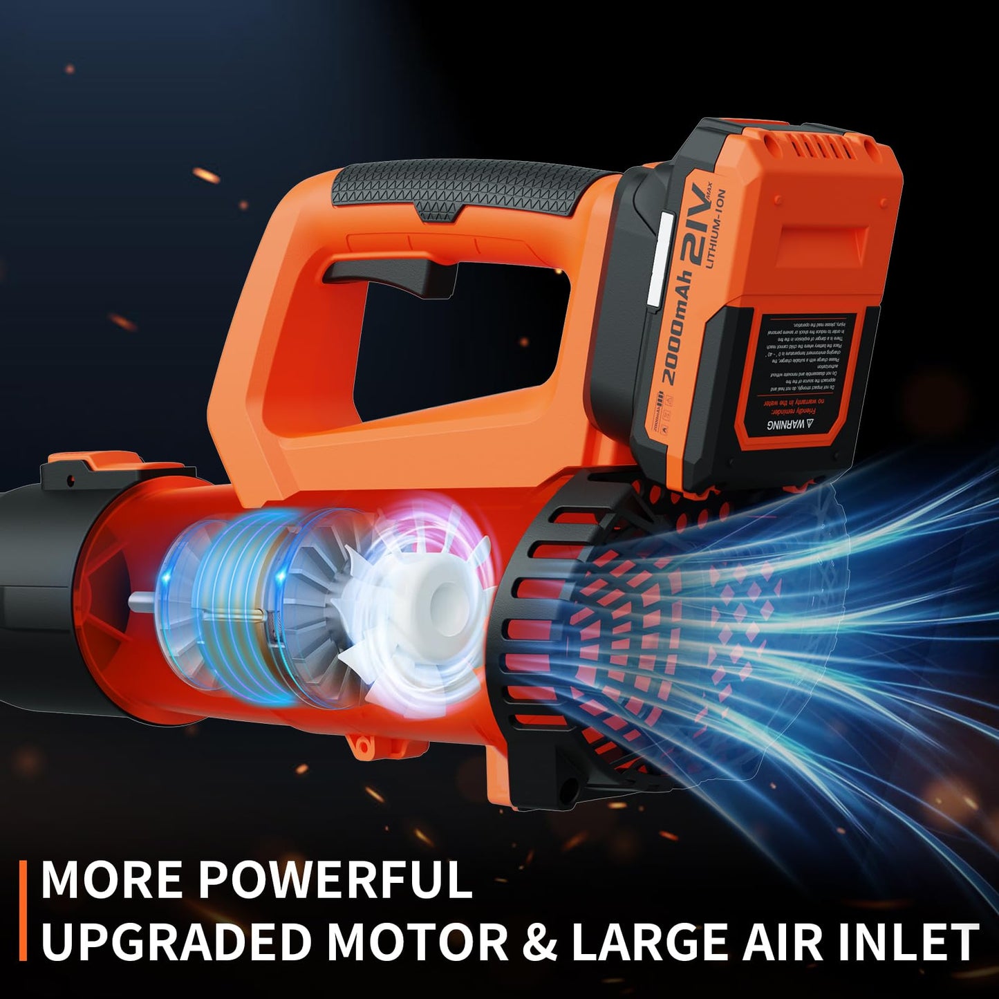 Leaf Blower, 21V Cordless Electric Blower with 2 2.0Ah Batteries and 1 Hour Fast Charger, Lightweight Leaf Blower for Patio Cleaning, Lawn Care, Blowing Fallen Leaves and Dust, etc.