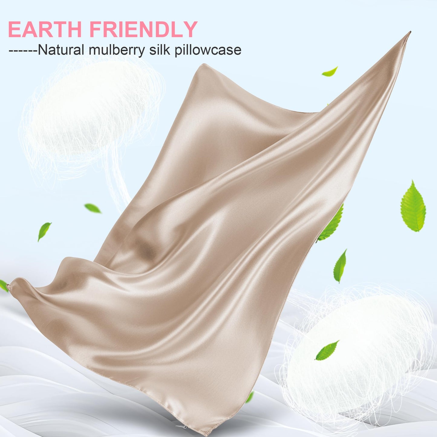 Mulberry Silk Pillow Cases 2 Pack Standard Size 20x26 Inches with Hidden Zipper, Ultra Smooth and Soft Breathable Cooling Silk Satin Pillowcase Set of 2, Better for Hair and Skin, Gifts for Women Men