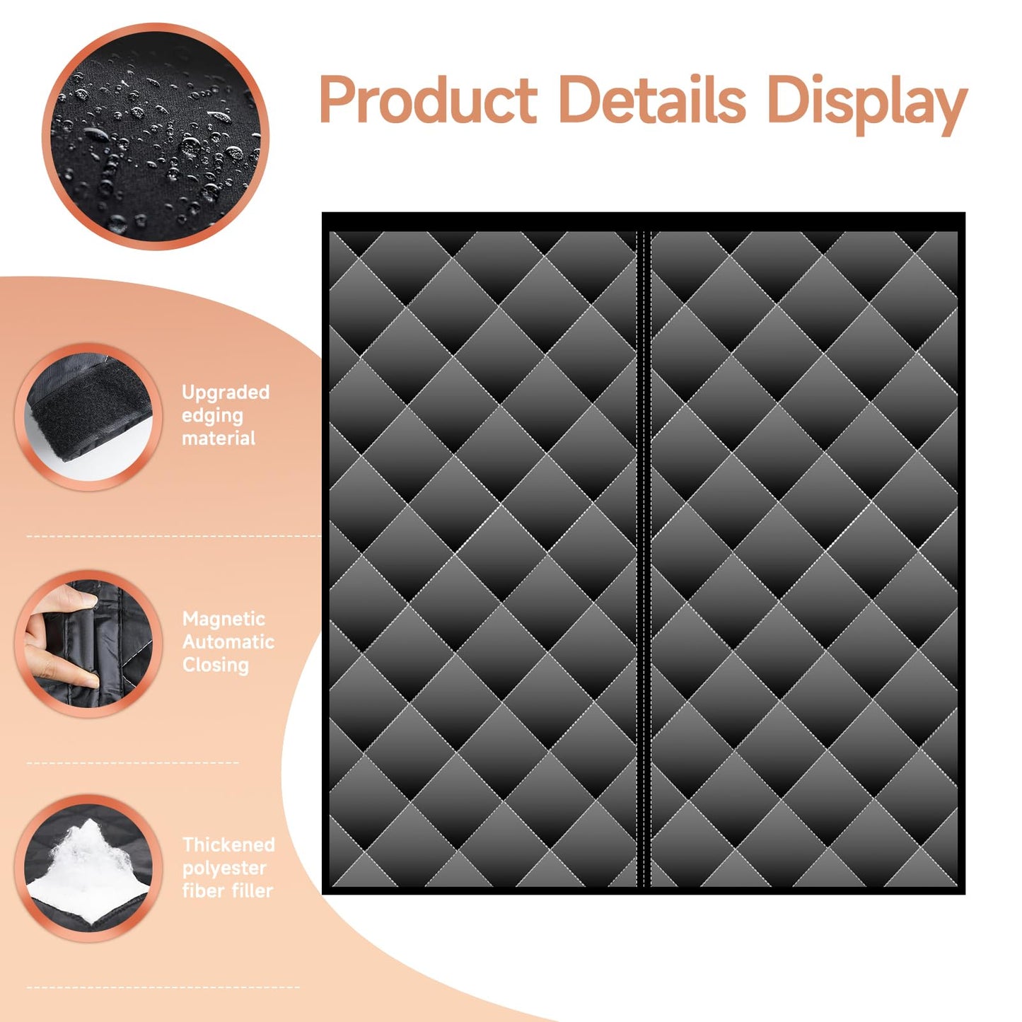 Magnetic Thermal Insulated Door Screen, Sunmoxia Upgraded Oxford Cloth with Thicken Polyester Fiberfill Door Curtain, Weatherproof Insulation Cover Blanket for Winter, Fits Door up to 72" x 80"