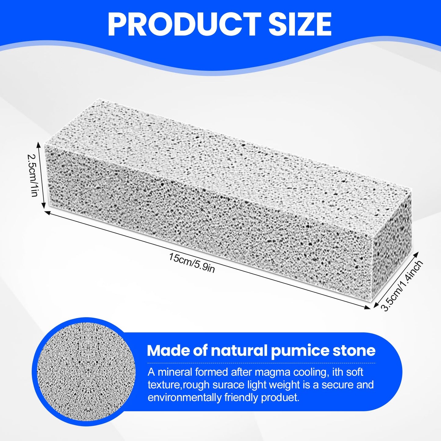 6 Pack Pumice Stone Toilet Bowl Cleaner, Pumice Stone for Cleaning, Powerfully Cleans Toilets, Bathtubs, Grills, Swimming Pools, Sinks