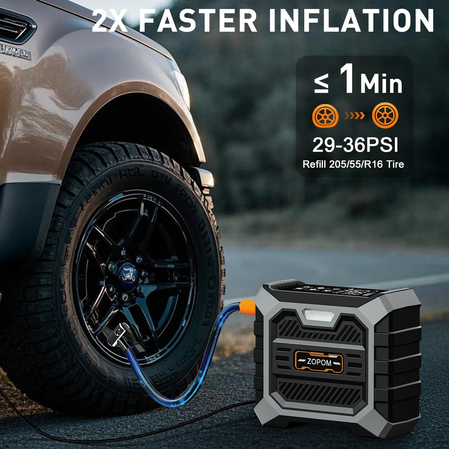 Tire Inflator Portable Air Compressor DC 12V Air Compressor Portable with Digital Pressure Gauge Air Pump for Car Tires - Car Accessories Bike, Ball, Motor