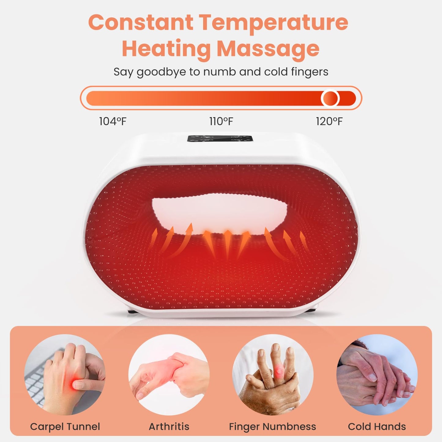 TipTalk Hand Massager with Heat and Compression, Cordless Electric Hand held Massager for Arthritis and Carpal Tunnel, Gifts for Men and Women