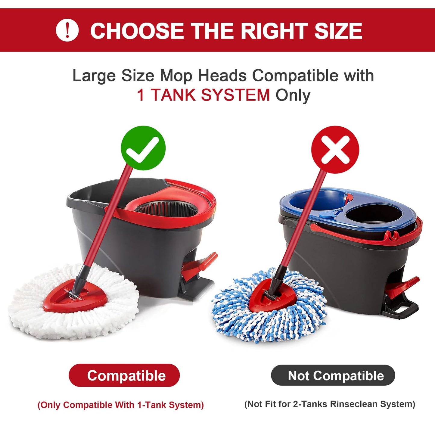 4 Pack Mop Heads Replacements for O-Ceda Easy Wrin Spin System, Microfiber Refills, Easy Cleaning Mop Repalce Head