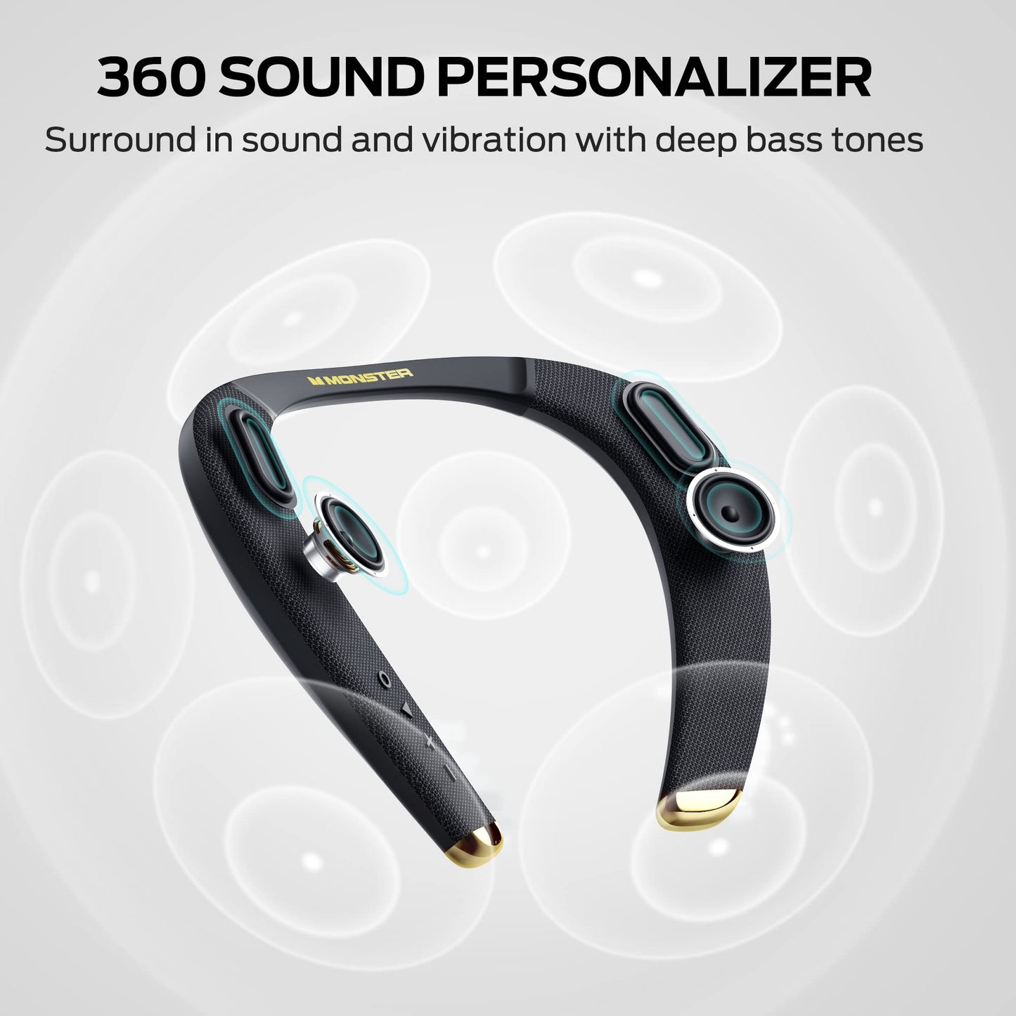 Monster Boomerang Petite Neckband Bluetooth Speakers, Neck Speaker with 15H Playtime, aptX High Fidelity 3D Stereo Sound, Low Latency, Built-in Mic, IPX5 Waterproof Wearable for Home Outdoor
