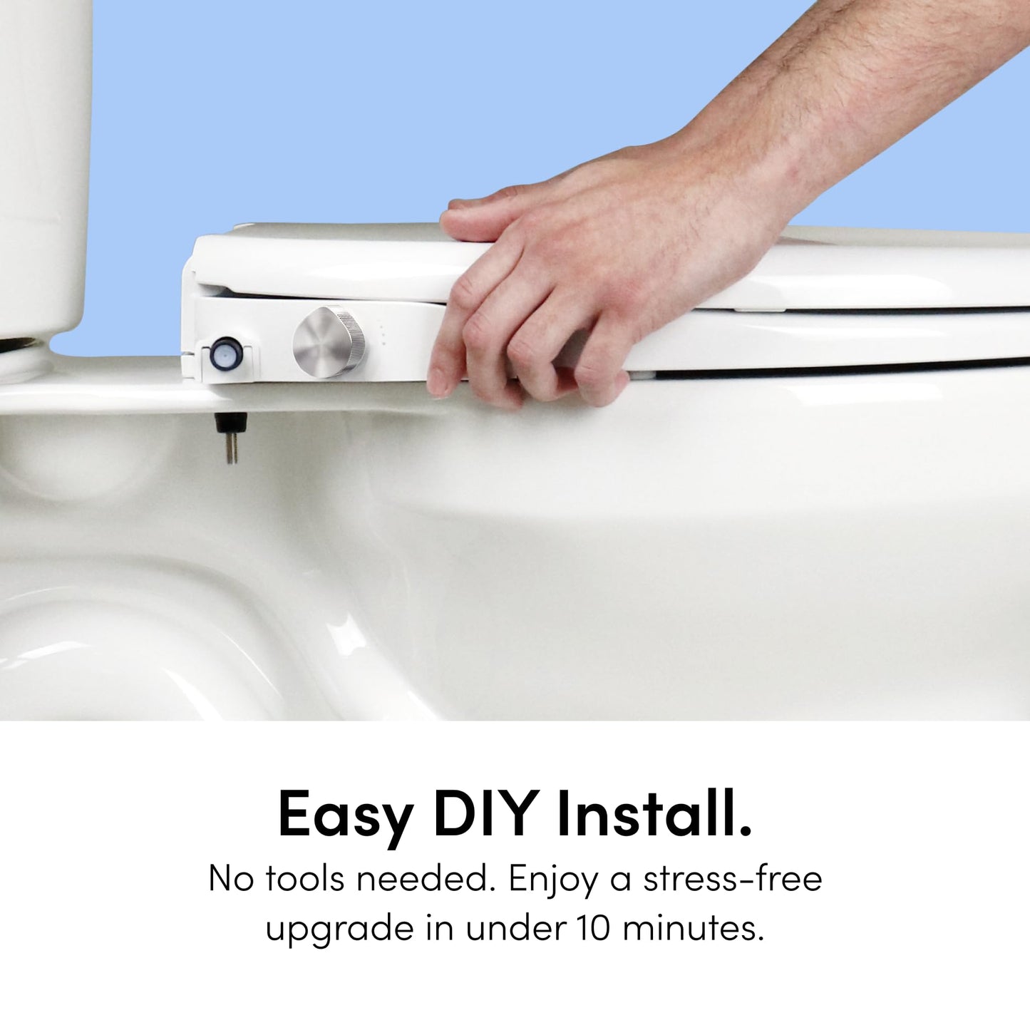 TUSHY Wave Non-Electric Bidet Toilet Seat | Sleek Elongated Design, Quick-Release for Easy Cleaning | DuoFlow Front & Rear Wash, Soft-Close Lid, Self-Cleaning Nozzle, 10-Min DIY Install, Platinum Knob