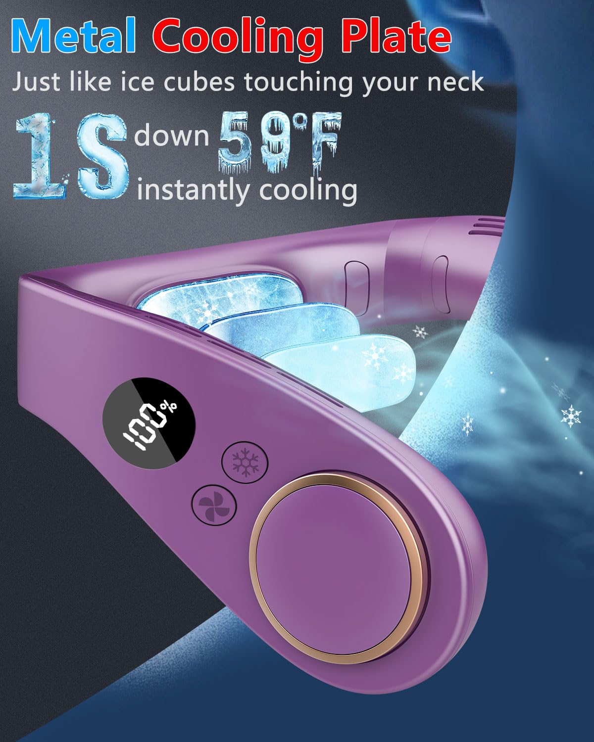 Neck Air Conditioner Portable Neck AC,Person Wireless Chargable Headband Conditioning Cooling Fan,Powerful Best Present in Summer Hot Flases for Fathers Day,Teacher Appreciation,Child Birthday Purple