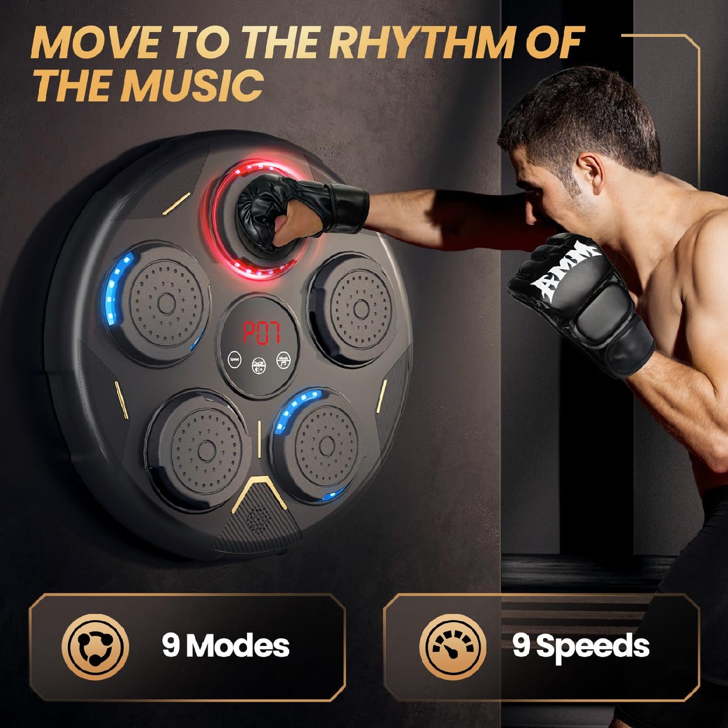 Music Boxing Machine, Boxing Machine Wall Mounted Music with Gloves, Smart Bluetooth Boxing Equipment, Boxing Music Workout Machine