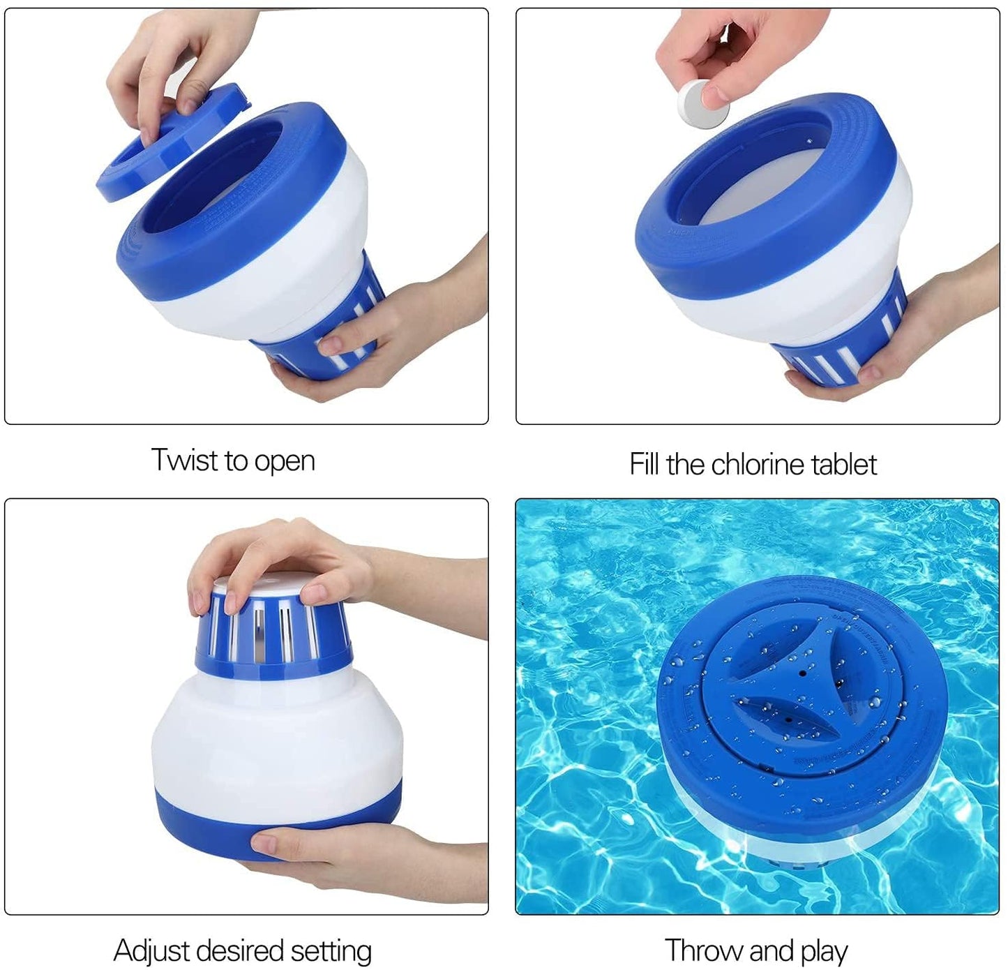 Merkia Pool Chlorine Floater, 7.5" Large Floating Chlorine Dispenser, Optimal Pool with Adjustable Release for Indoor & Outdoor Swimming Pool Hot Tub