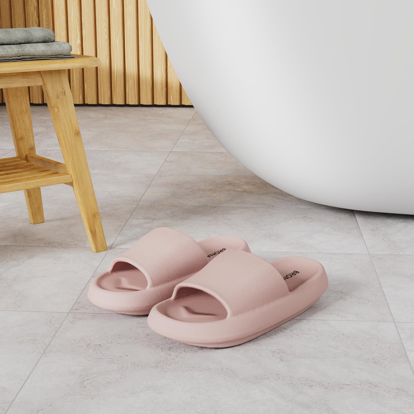 BRONAX Pillow Slippers for Women and Men | House Slides Shower Sandals | Cushioned Thick Sole 39-40 Pink