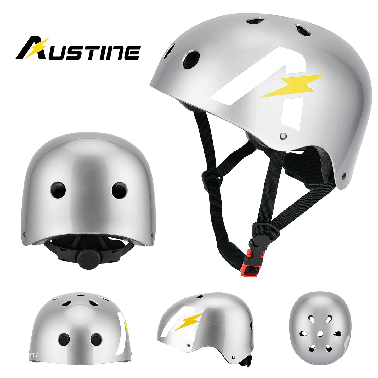 USTINE Skateboard Helmet, Bike Helmet, Adjustable and Multi-Sport for Boys Girls Toddler Youth Adults Multi-Sports Scooter Roller Skate Inline Skating Cycling Rollerblading