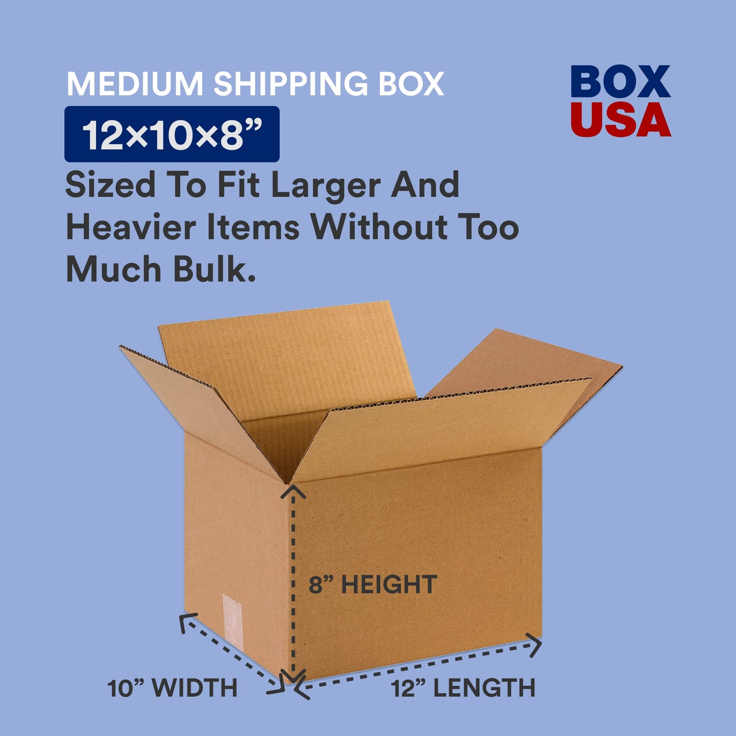 BOX USA Shipping Boxes Small 12"L x 10"W x 8"H, 25-Pack | Corrugated Cardboard Box for Packing, Moving and Storage