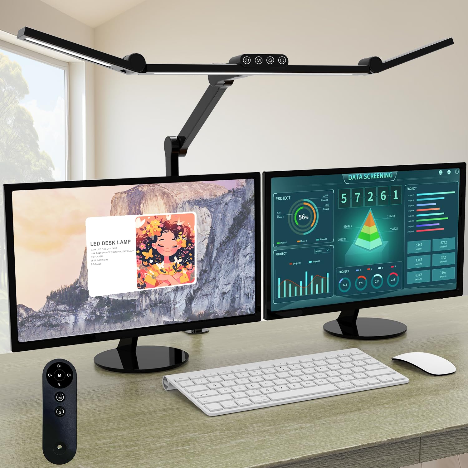 ShineTech LED Desk Lap for Hoe Office, 24W Double Head Desk Light