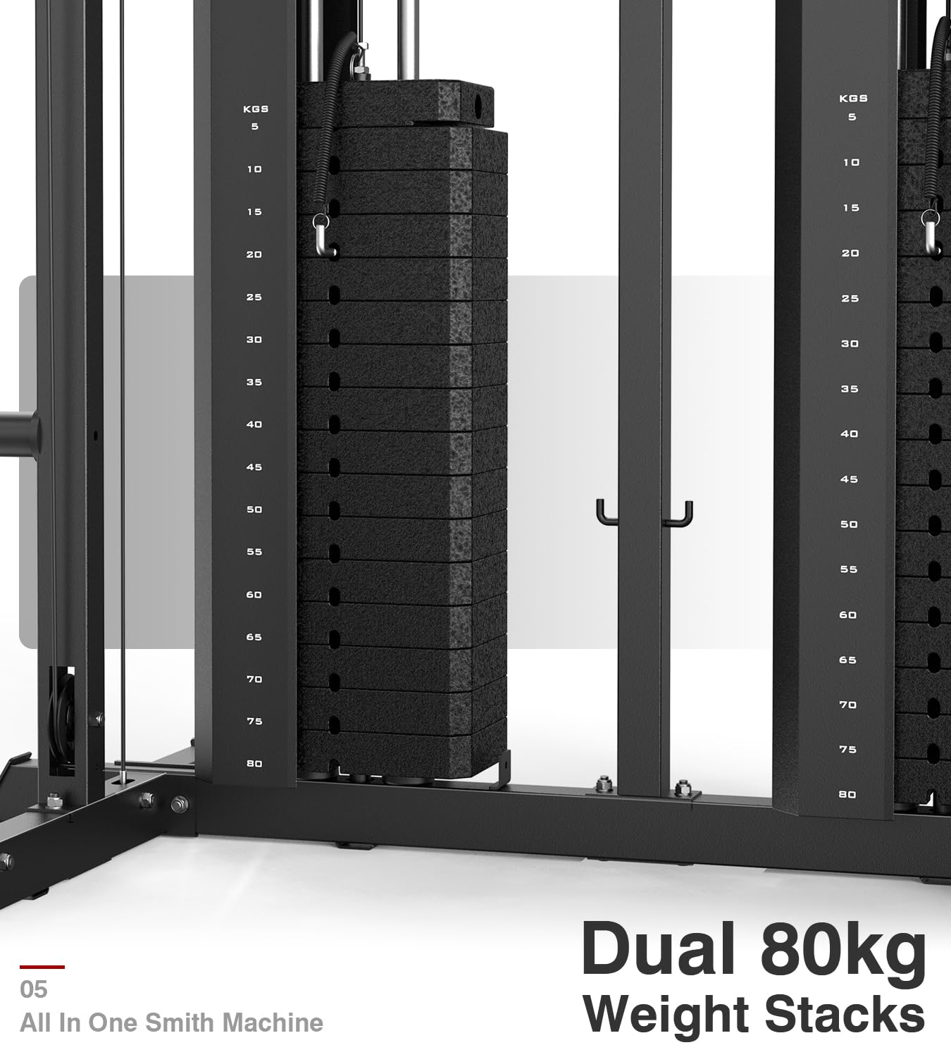 DONOW Smith Machine with Weight Stacks Power Cage Squat Rack Dual Cable Crossover Machine Home Gym Systems Station LAT Pull Down 160kg Cement Weights Ratio 2:1