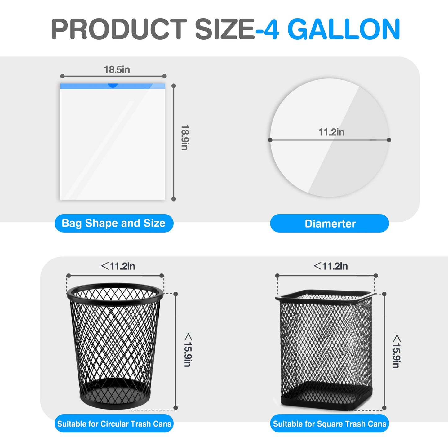 Charmount Small Trash Bags 4 Gallon, 200 Count Drawstring Mini Garbage Bags, Plastic Trash Can Liners for Bathroom Accessories, Bedroom, Dorm Room Essentials, Office