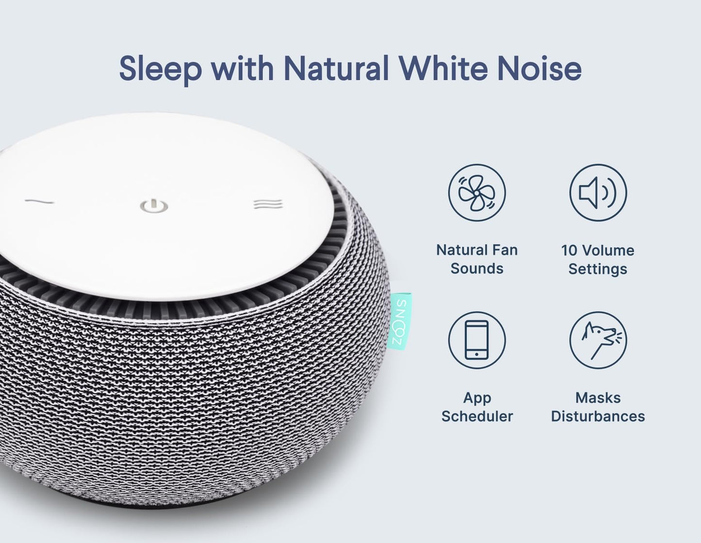 SNOOZ Smart White Noise Sound Machine - Real Fan Inside for Non-Looping White Noise, Sleep Aid for Adults, Travel, Sleeping, Bedroom, Portable, Baby Registry Essential - Cloud