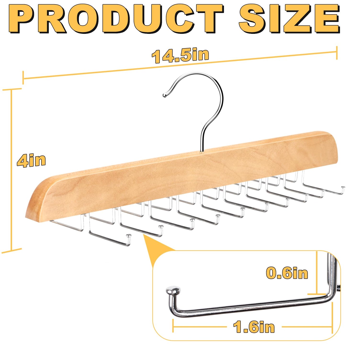 Resovo Tank Top Hanger with Premium Wood, 20 Large Capacity, Space Saving,360 Degree Rotating, Foldable Metal Hooks, Tank Tops