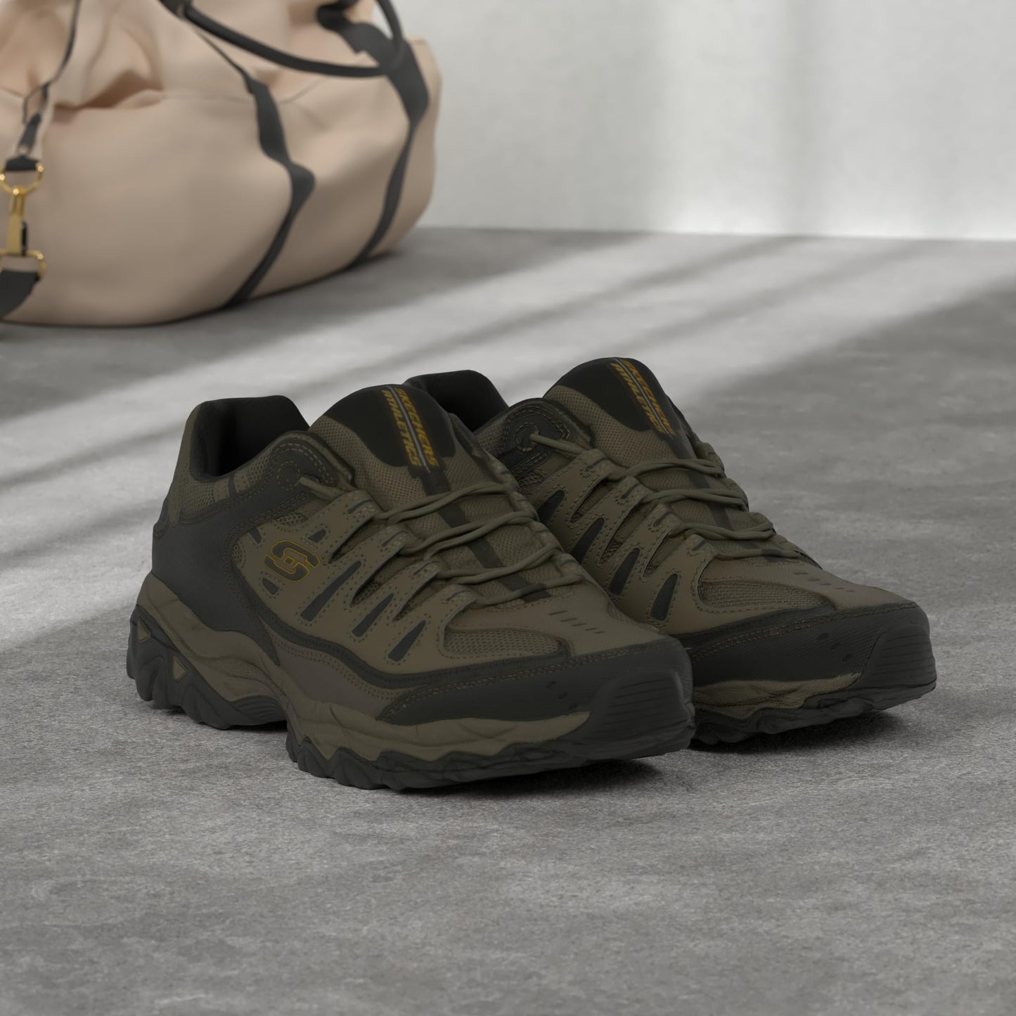 Skechers mens M.fit fashion sneakers, Pebble/Black/Pebble, 8.5 US