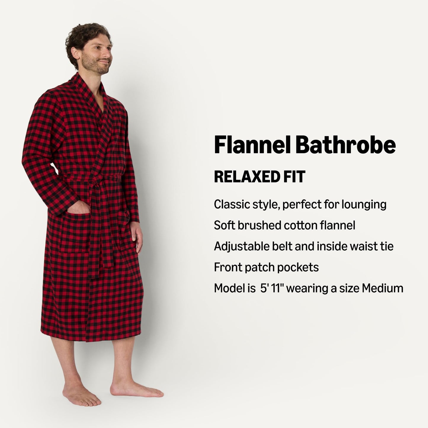 Amazon Essentials Men's Matching Holiday Family Pajama Sets, Classic Buffalo Check, Medium