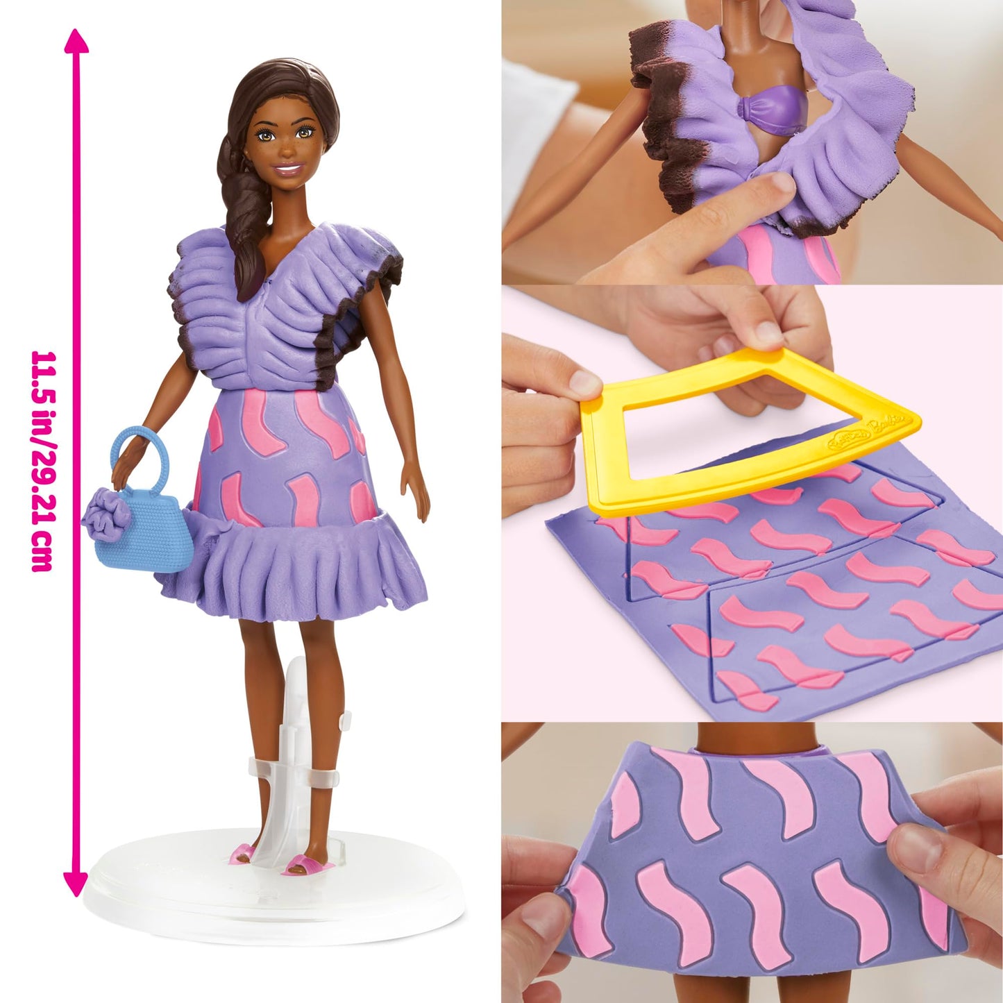 Play-Doh Barbie Fashionista Ruffles Set, Make Doll Clothes with Modeling Compound & 10 Fashion Accessories, Arts & Crafts for Girls & Boys, Kids Christmas Gifts, 5+
