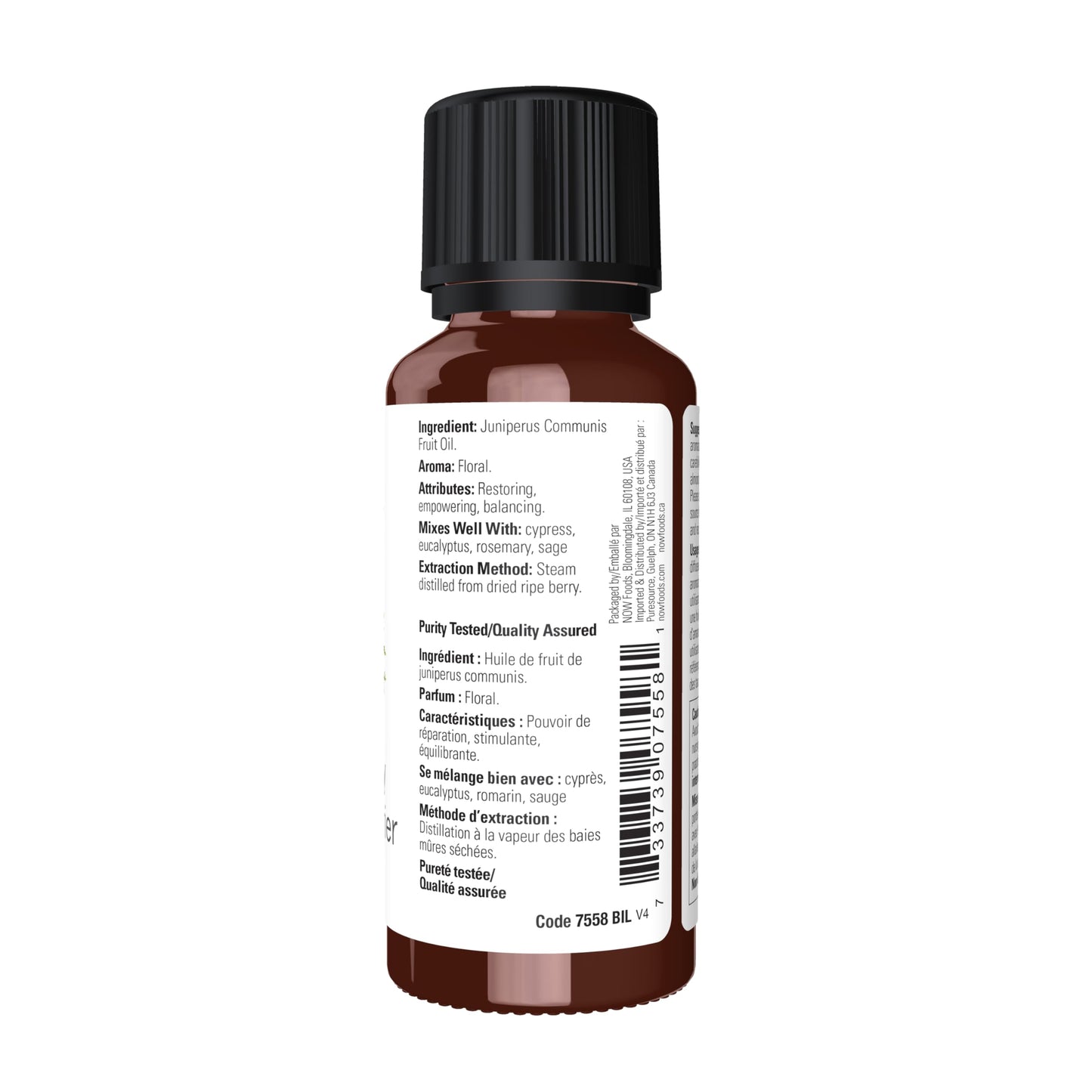 NOW Essential Oils, Juniper Berry Oil, Restoring Aromatherapy Scent, Steam Distilled, 100% Pure, Vegan, Child Resistant Cap, 1-Ounce