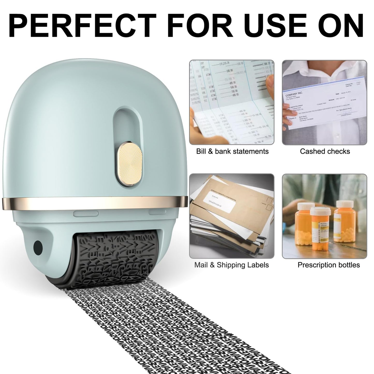 Lomil Identity Protection Roller Stamps - Wide Identity Theft Protection Stamp for ID Blockout with Refills - Privacy Confidential and Address Blocker (Blue, 2 Pack)