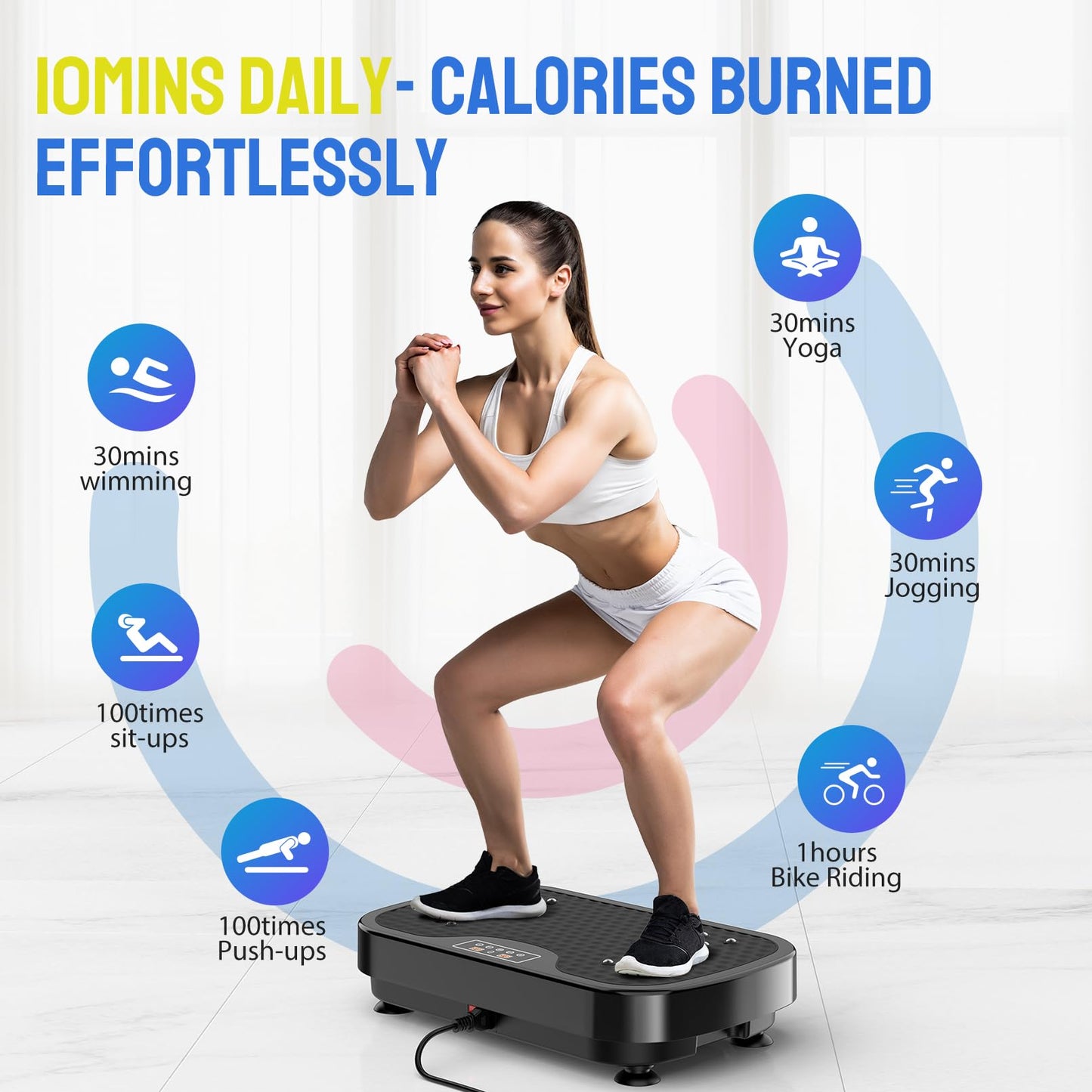 Vasson Vibration Plate Exercise Machine, Power Vibrating Shake Platform for Lymphatic Drainage, Whole Body Vibrate Waver Fitness, Full Body Shaking Board for Home Workouts, Weight Loss, Women-Black