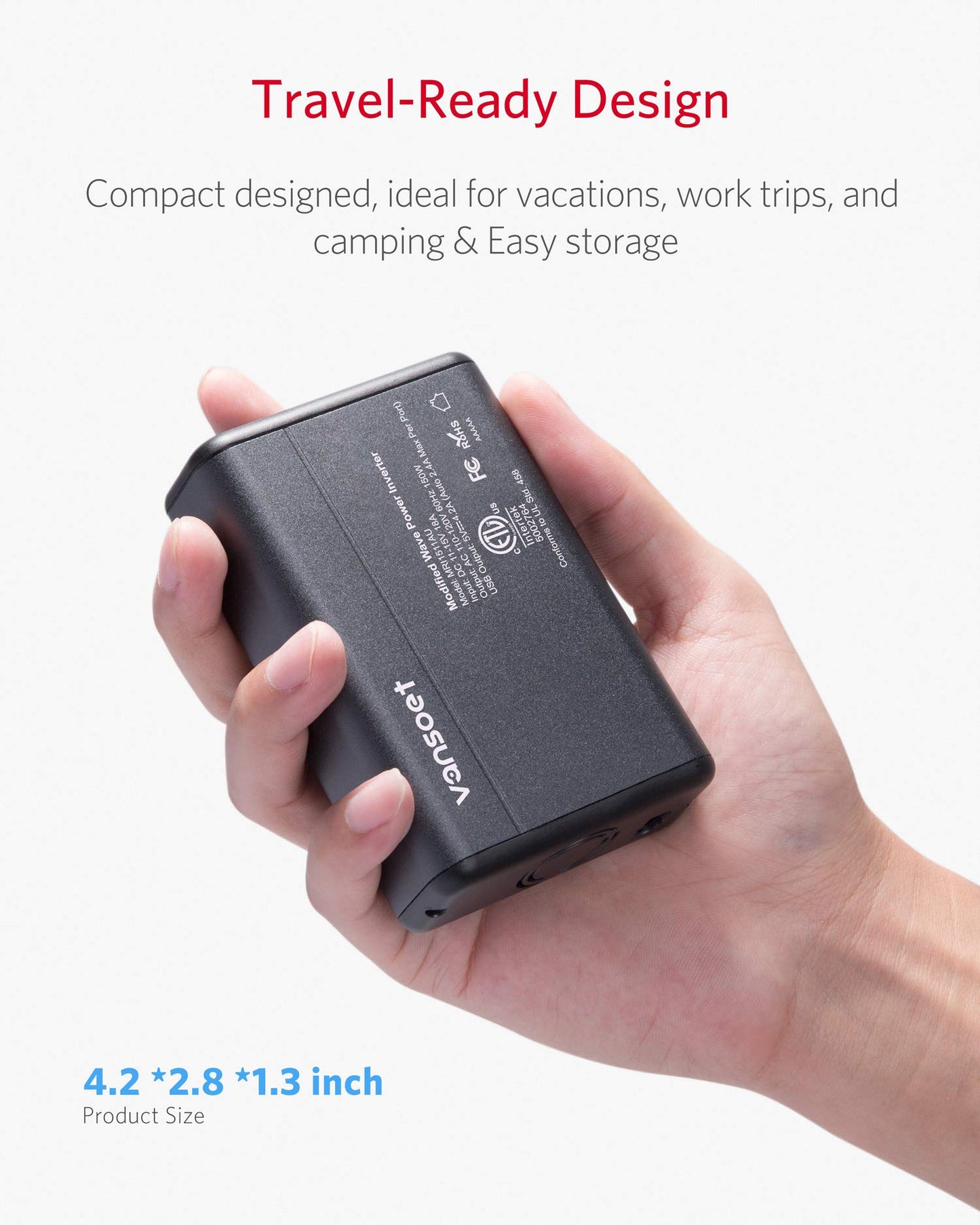 vansoet 150W Power Inverter DC 12V to 110V AC Car Inverter with 4.2A Dual USB Car Adapter (Red) (Black)