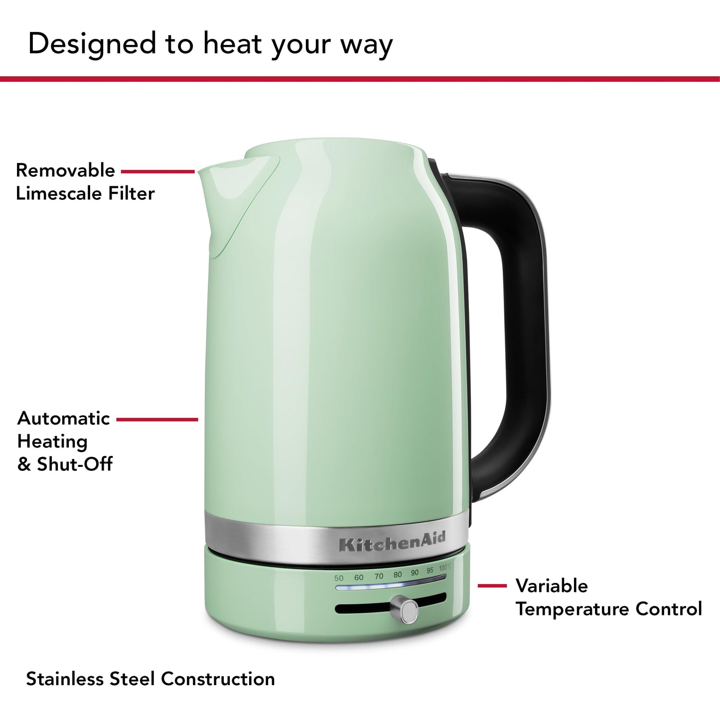 KitchenAid 1.7L Electric Kettle w/Temp Control KEK1701, Pistachio