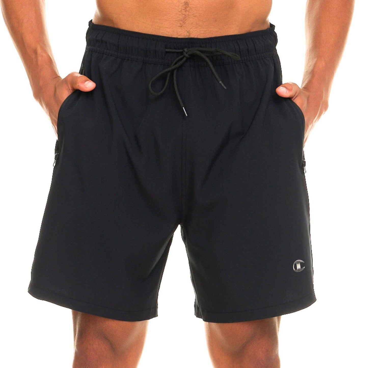 Champion Mens Swim Trunks with Compression Liner, 2 in 1 Mens Bathing Suit Shorts, 7 Inch Inseam Board Shorts for Swimming Black