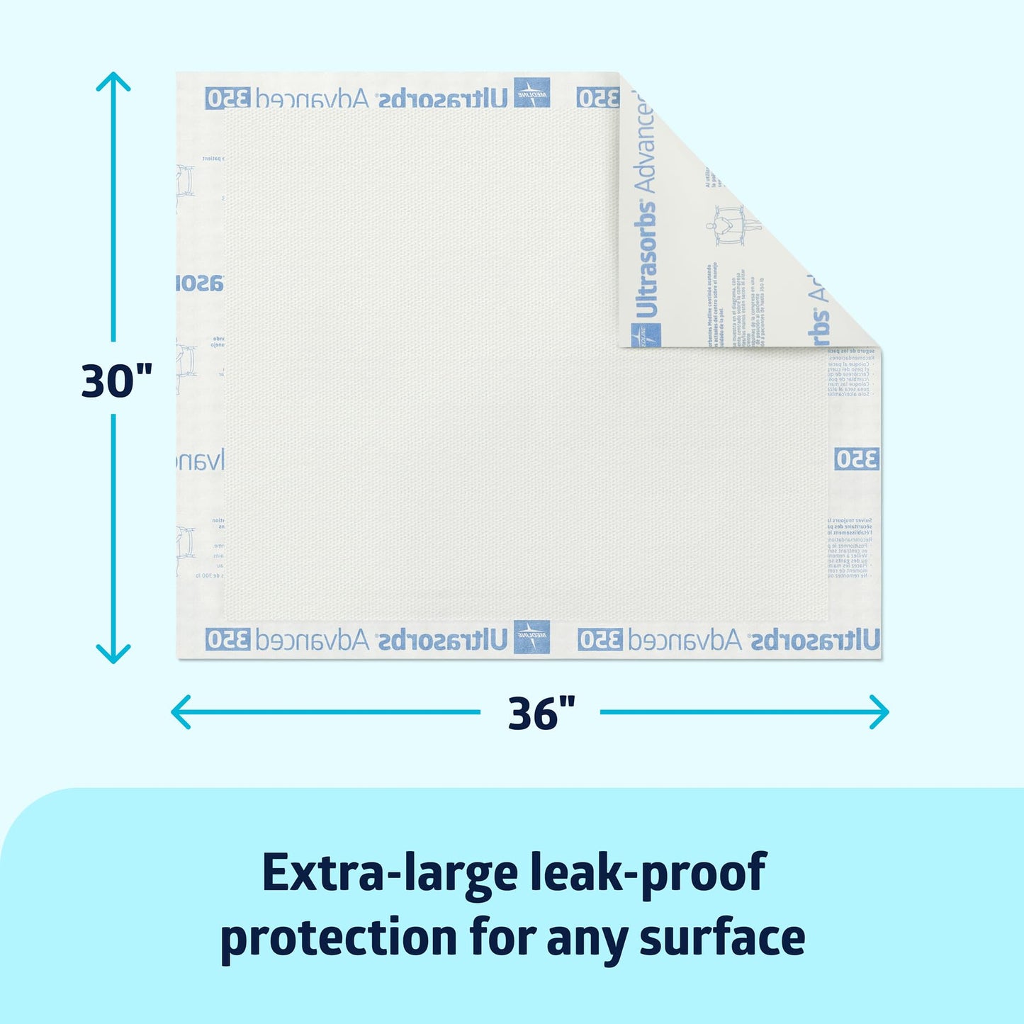 Medline Ultrasorbs Advanced Extra Strength Drypads, 30" x 36", 70 Count, Super Absorbent Disposable Pads, Incontinence Bed Pads, Chucks Bed Pads, Elderly, 350 lb Repositioning Capacity
