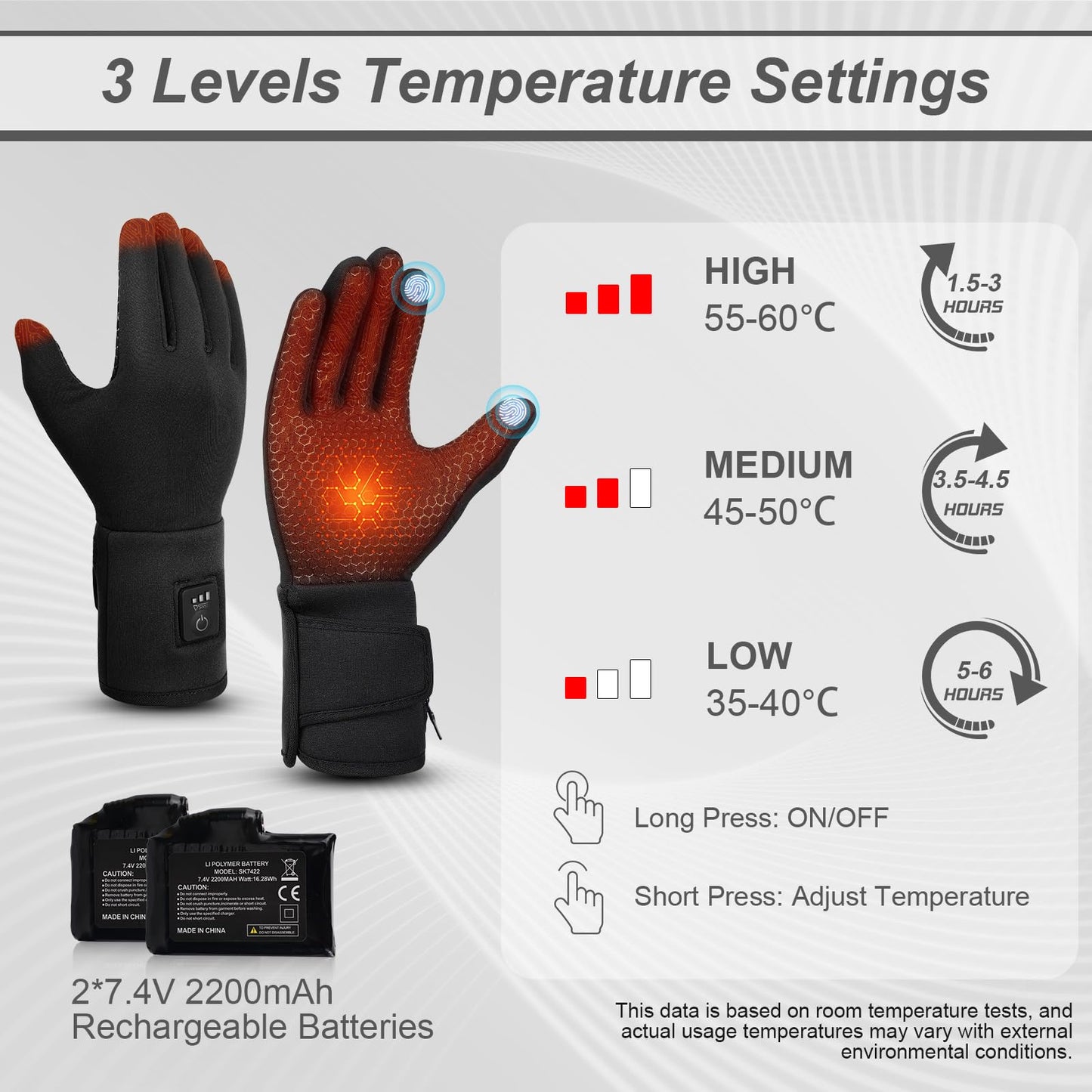 V.Step Heated Gloves for Men Rechargeable Women, Heated Glove Liners Battery Electric Hand Warmers for Fishing Motorcycle Ski Work Hunting Arthritis Black Small