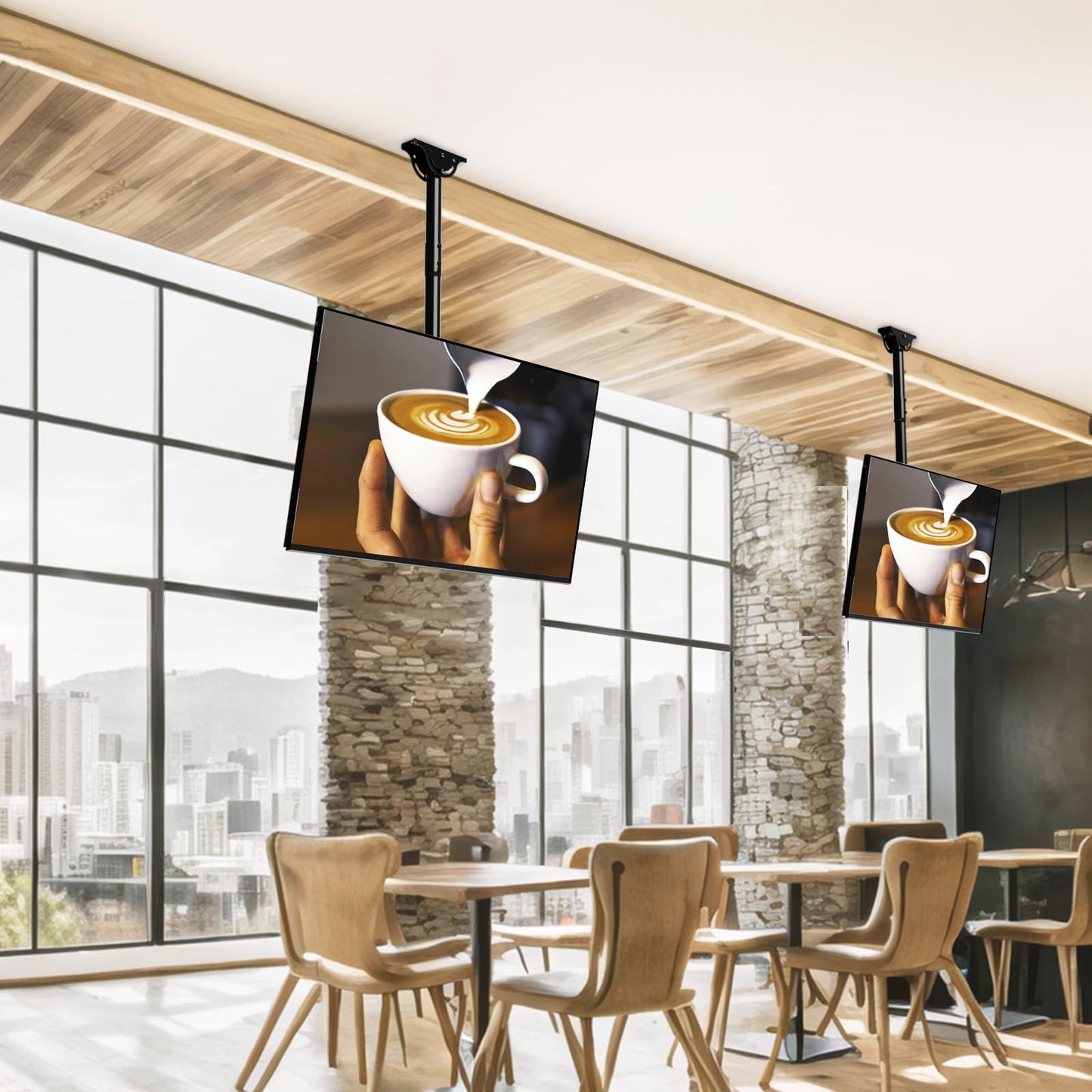 WALI TV Ceiling Mount Adjustable Bracket Fits Most LED, LCD, OLED and Plasma Flat Screen Display 26 to 65 Inch, up to 110 Lbs, Mounting Holes 400x400mm (CM2665), Black