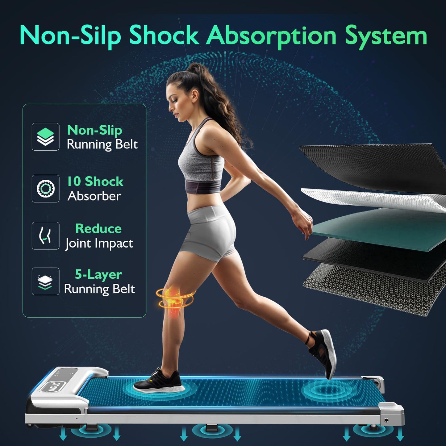 YAGUD Walking Pad, Under Desk Treadmill for Home Office, 2 in 1 Portable Walking Treadmill with Remote Control, Walking Jogging Machine in LED Display