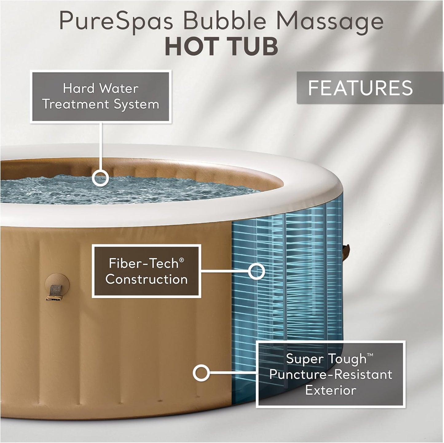 INTEX 28427EH PureSpa Bubble Massage Spa Set Outdoor Inflatable Portable Hot Tub, Includes Energy Efficient Spa Cover, Saltwater System Ready, 6 Person, 85in x 28in