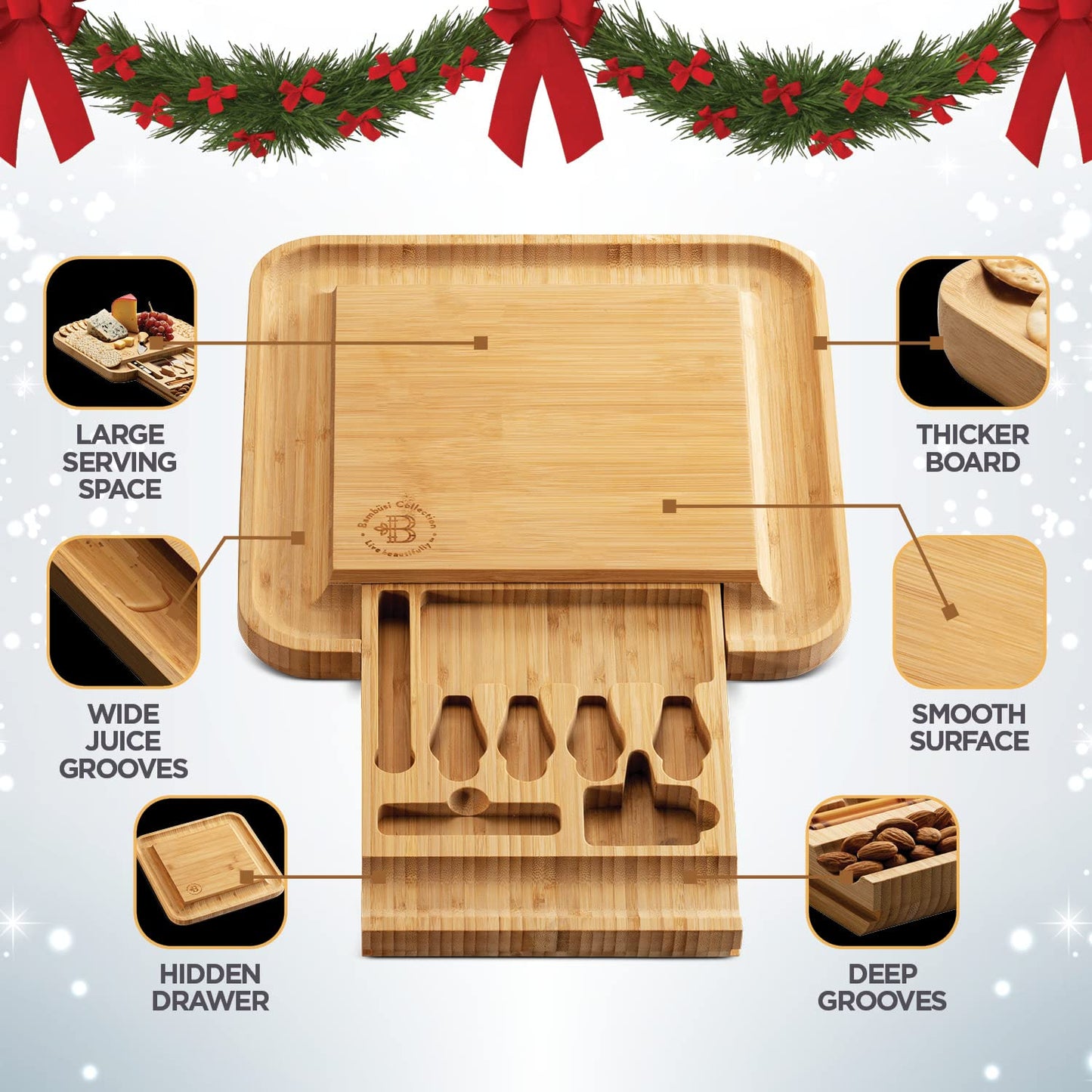 Charcuterie Board Gift Set - Bamboo Cheese Board and Knife Set - Housewarming Gifts for New Home, Wedding Gifts for Couples 2025, Bridal Shower Gifts, Birthday Gifts for Women