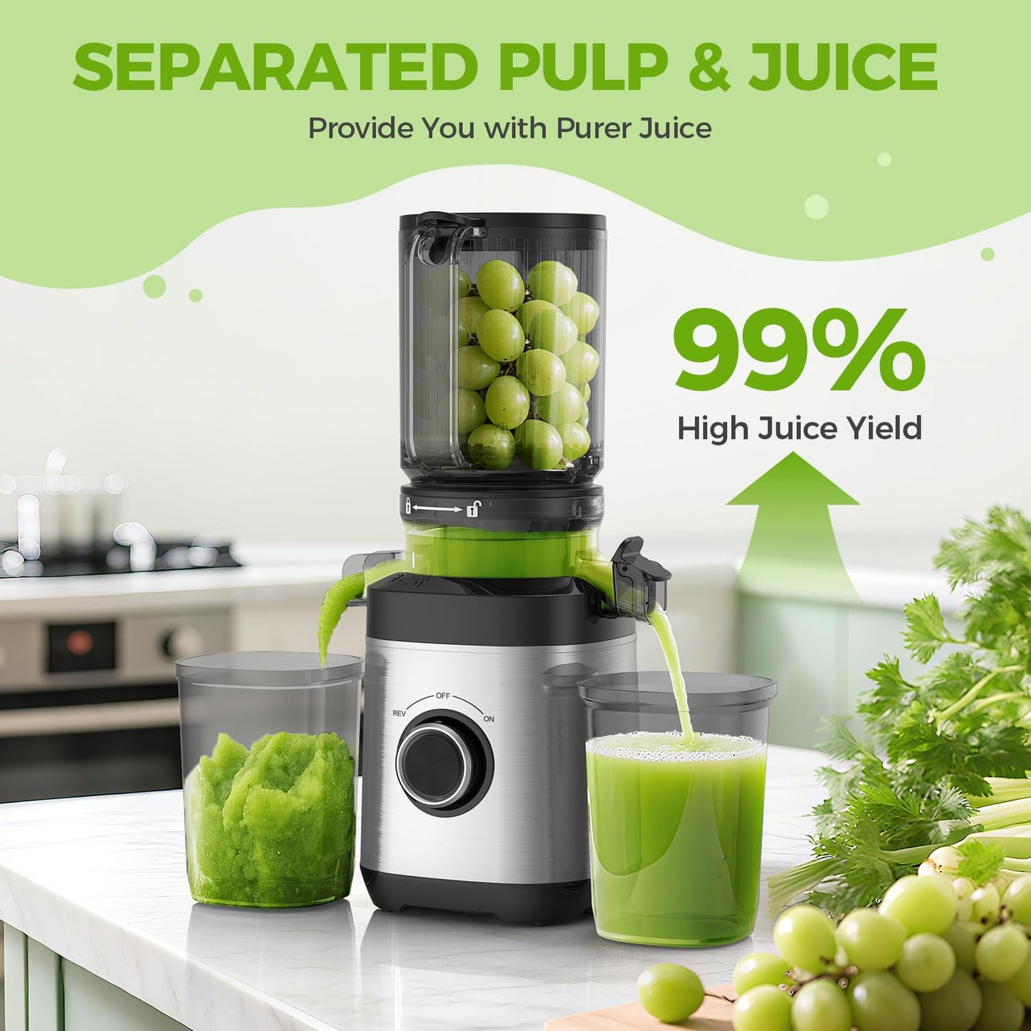 Cold Press Juicer Machines, Juicer Machines for Whole Fruits and Vegetables, Masticating Juicers, High Juice Yield, BPA Free