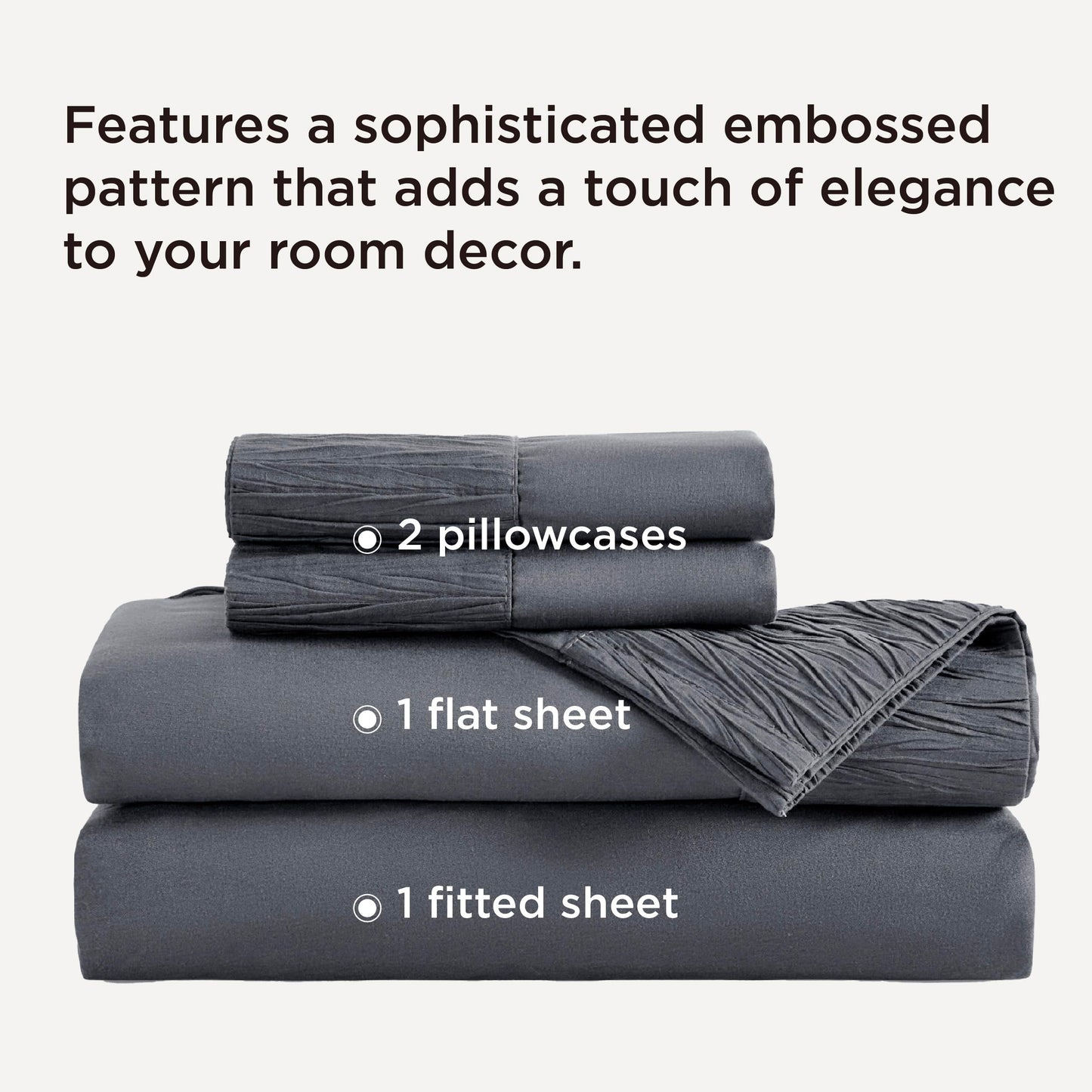 Bedsure Full Size Bed Sheets - 4 Pieces Soft Full Sheet Set - Breathable & Cooling - Hotel Luxury - Easy Care Polyester Microfiber Bedding for Women, Men, Dark Grey