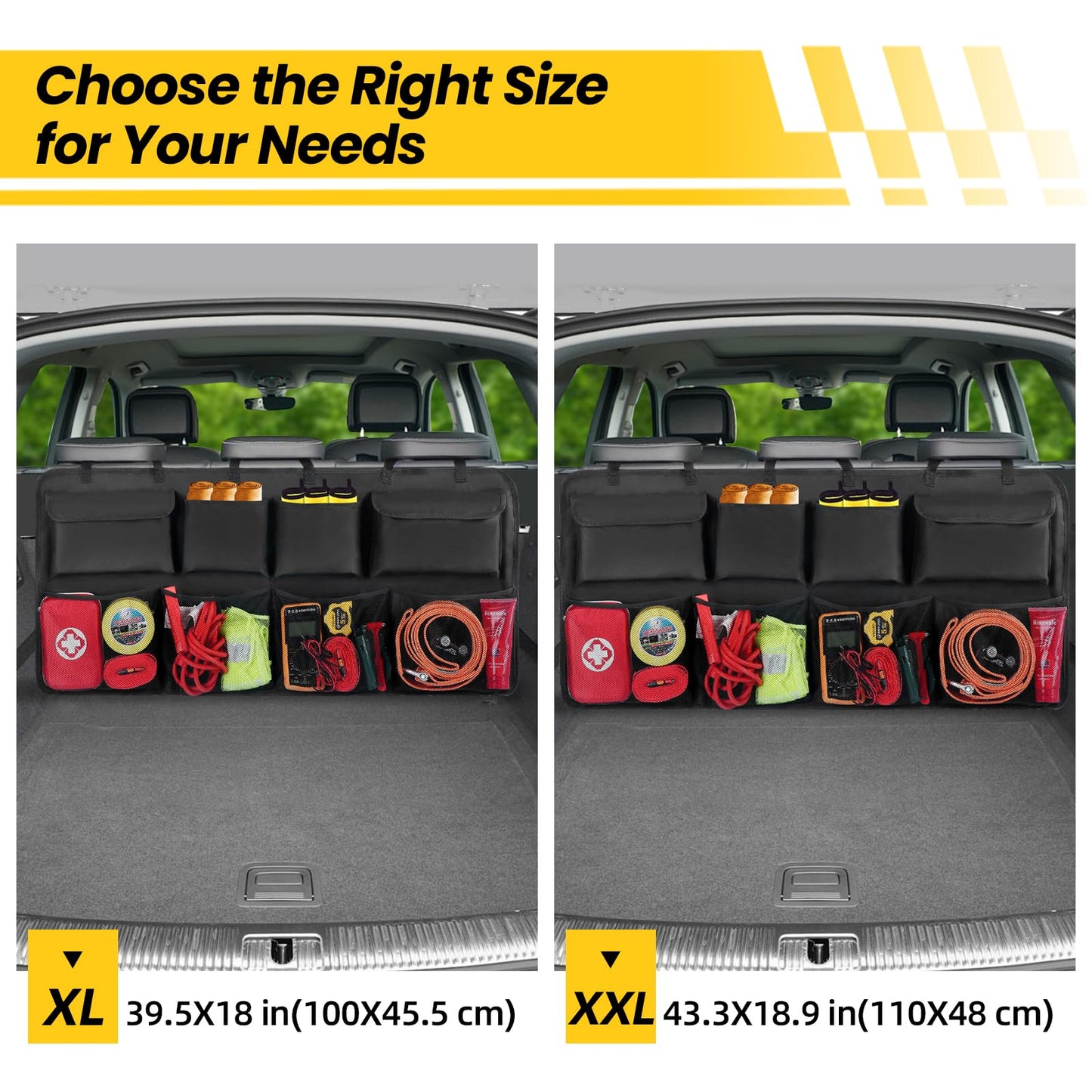 Snuopfy Car Trunk Organizer, Backseat Hanging Organizer with 8 Large Storage Bag Super Capacity -Trunk Organizer for SUV,Truck,Van -Your Space Saving Expert