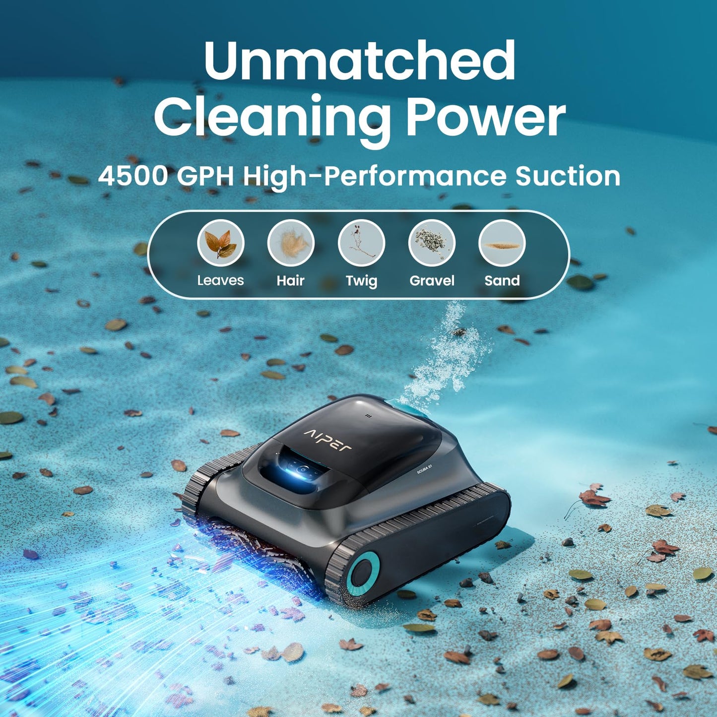 Aiper Scuba S1 Robotic Pool Cleaner, Wall & Waterline Cleaning, Cordless Pool Robot with 4 Modes, Smarter Navigation with High-Precision Sensors, for All Inground & Above Ground Pools (2024)