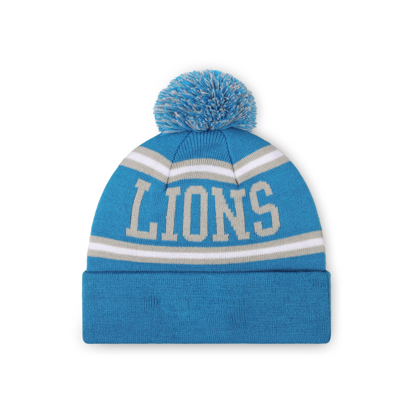 FOCO Detroit Lions NFL Logo Stripe Pom Beanie Hat, Team Color