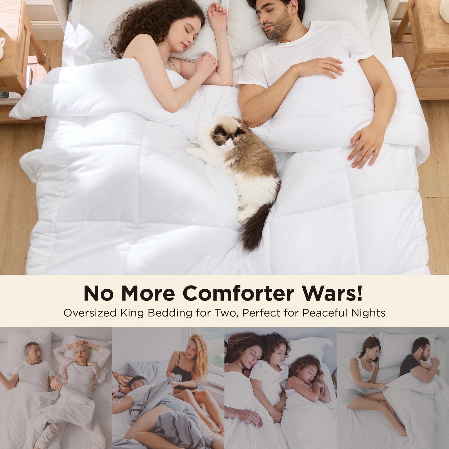 Bedsure Comforter Duvet Insert - Quilted Comforters Oversized King Size, All Season Duvet, GentleSoft Down Alternative Bedding, with 8 Tabs, Gifts for Women/Men, White, Oversized King 116 x 98 Inches
