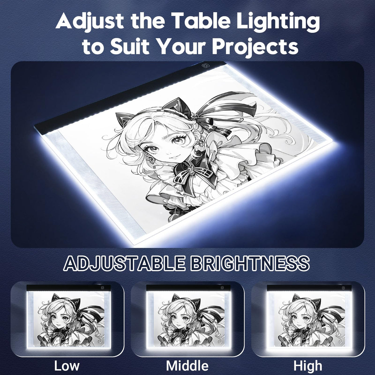 Guiseapue A3 Diamond Art Light Board, Ultra-Thin Light Pad for Painting, Light Table Tracing Light Box for Drawing, Tattoo, Weeding Vinyl, Sketching, Painting Accessories Gifts for Her, Kids, Him