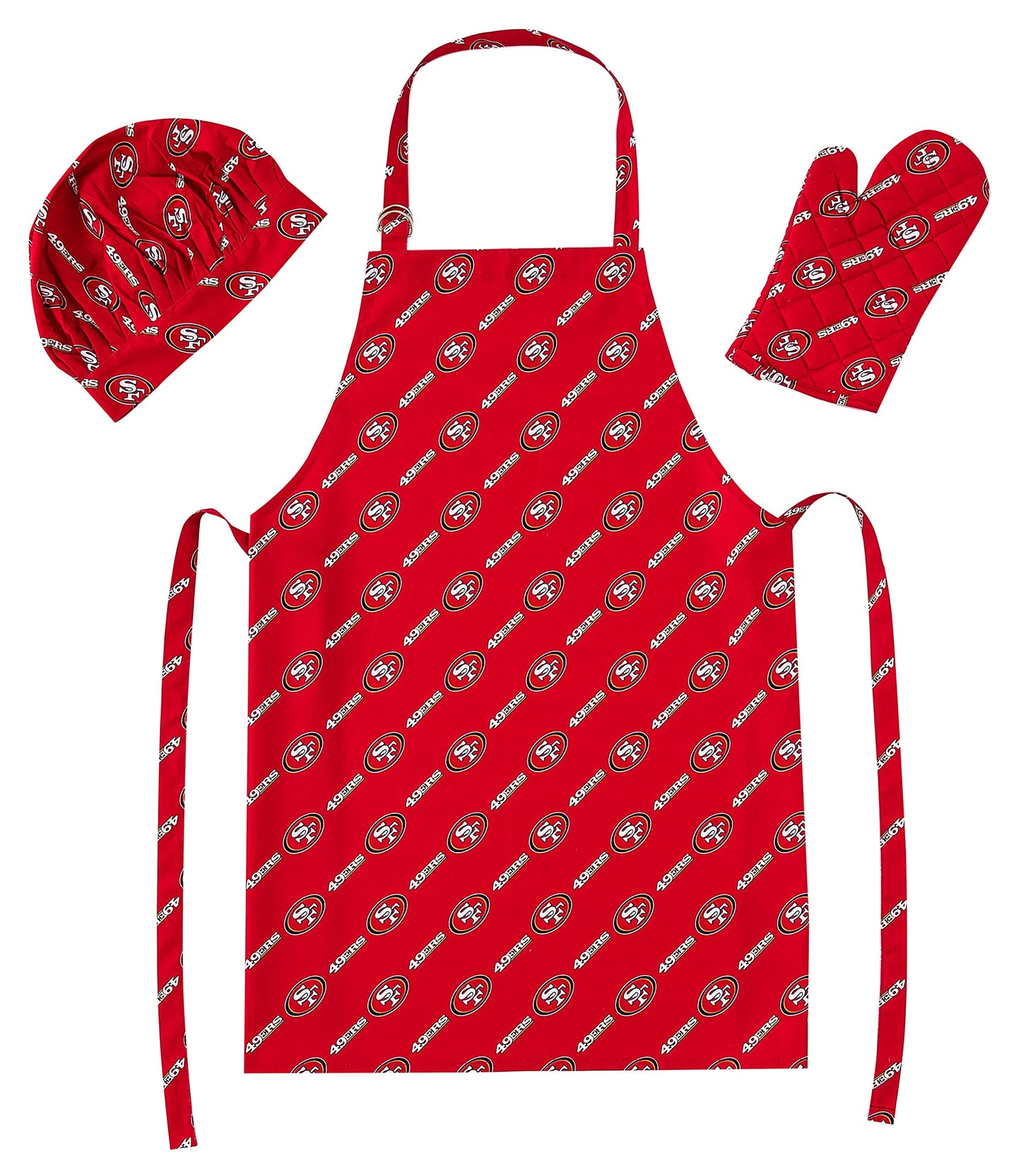 Northwest NFL San Francisco 49ers 3-Piece Apron, Oven Mitt and Chef Hat Set, One Size, Team Colors