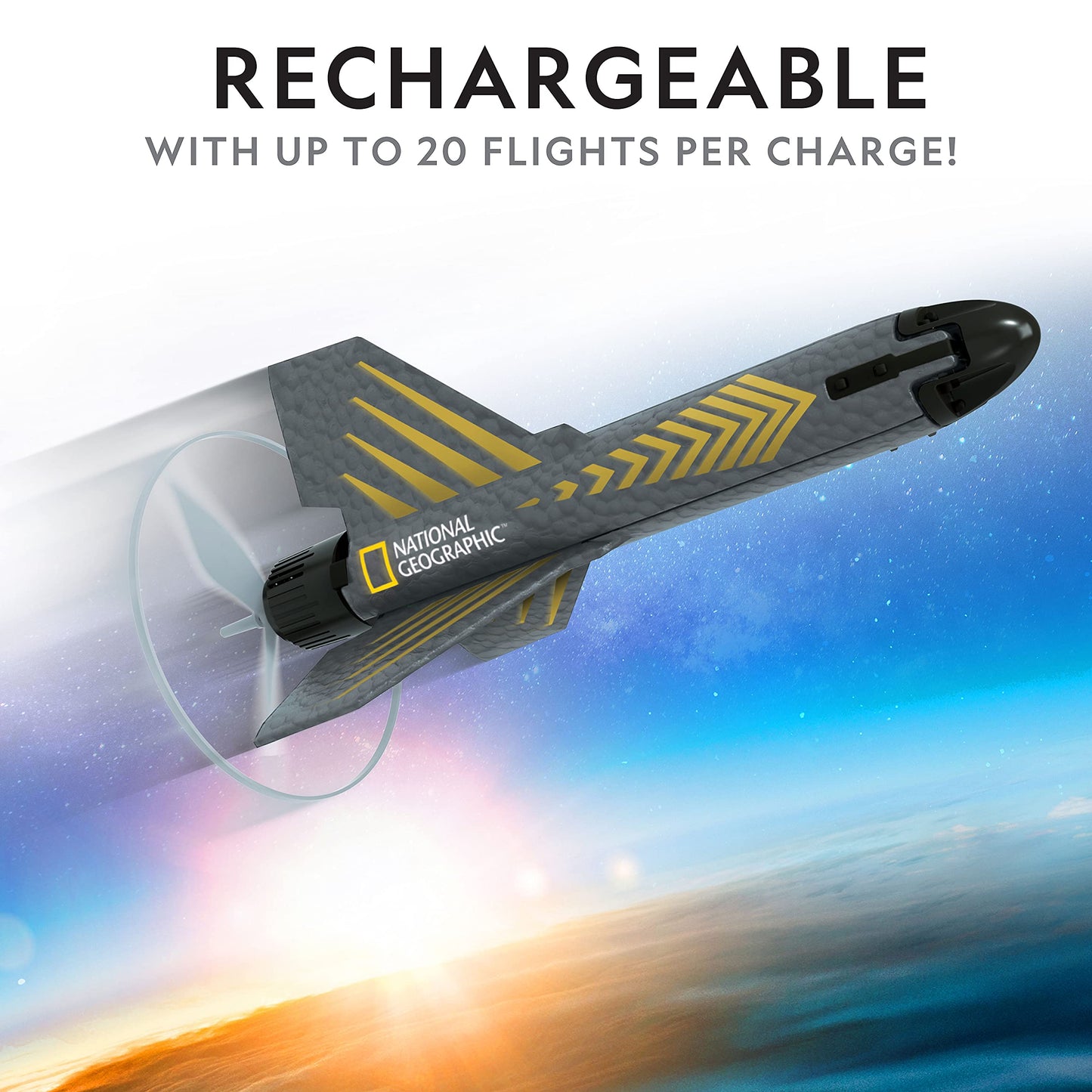 National Geographic Rocket Launcher - Motorized Air Rocket Toy with Patented Design, Launch up to 200 Feet, Outdoor Toys & Model Rockets, Gifts for Kids Ages 8-12, Space Toys