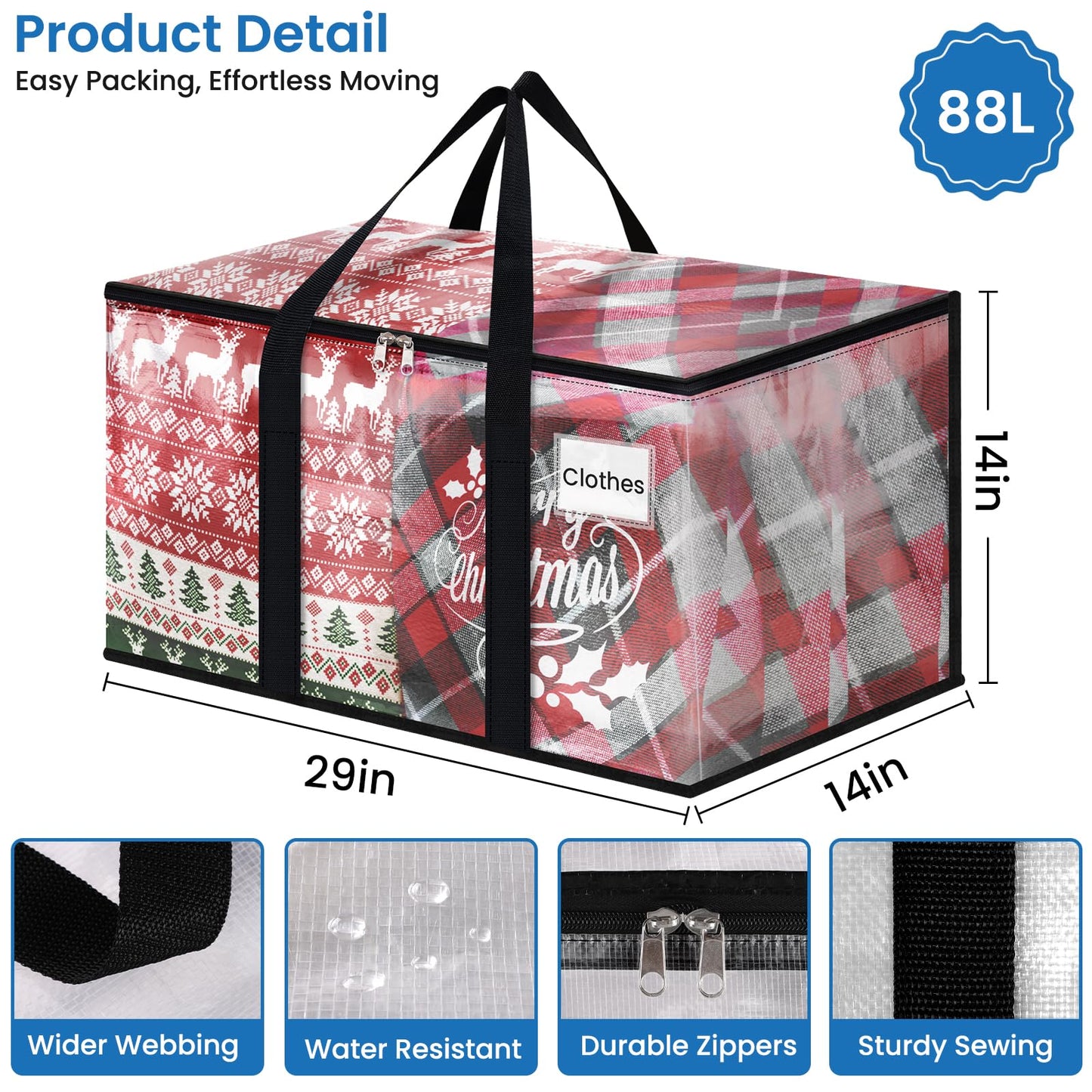 RoomHacks Clear Moving Bags Heavy Duty Extra Large, Moving Supplies with Reinforced Handle and Double Zipper, Storage Bags for Moving Essential, Packing Bags Alternative to Moving Box(6 Packs, Clear)