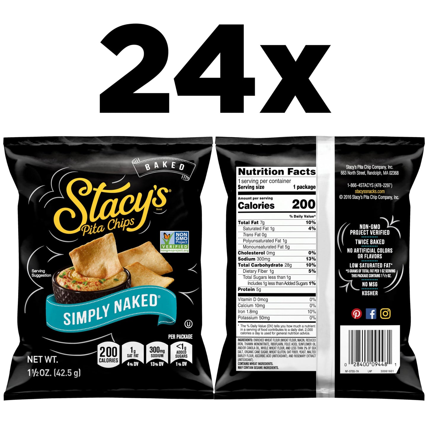 Stacy's Pita Chips, Simply Naked, 1.5-Ounce Bags (Pack of 24)